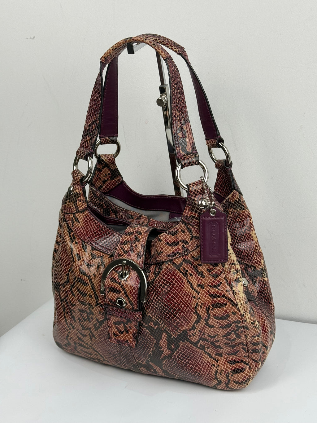 Vintage Coach Soho Lynn Python Inspired Leather Bag Hobo Bag 00s Y2K