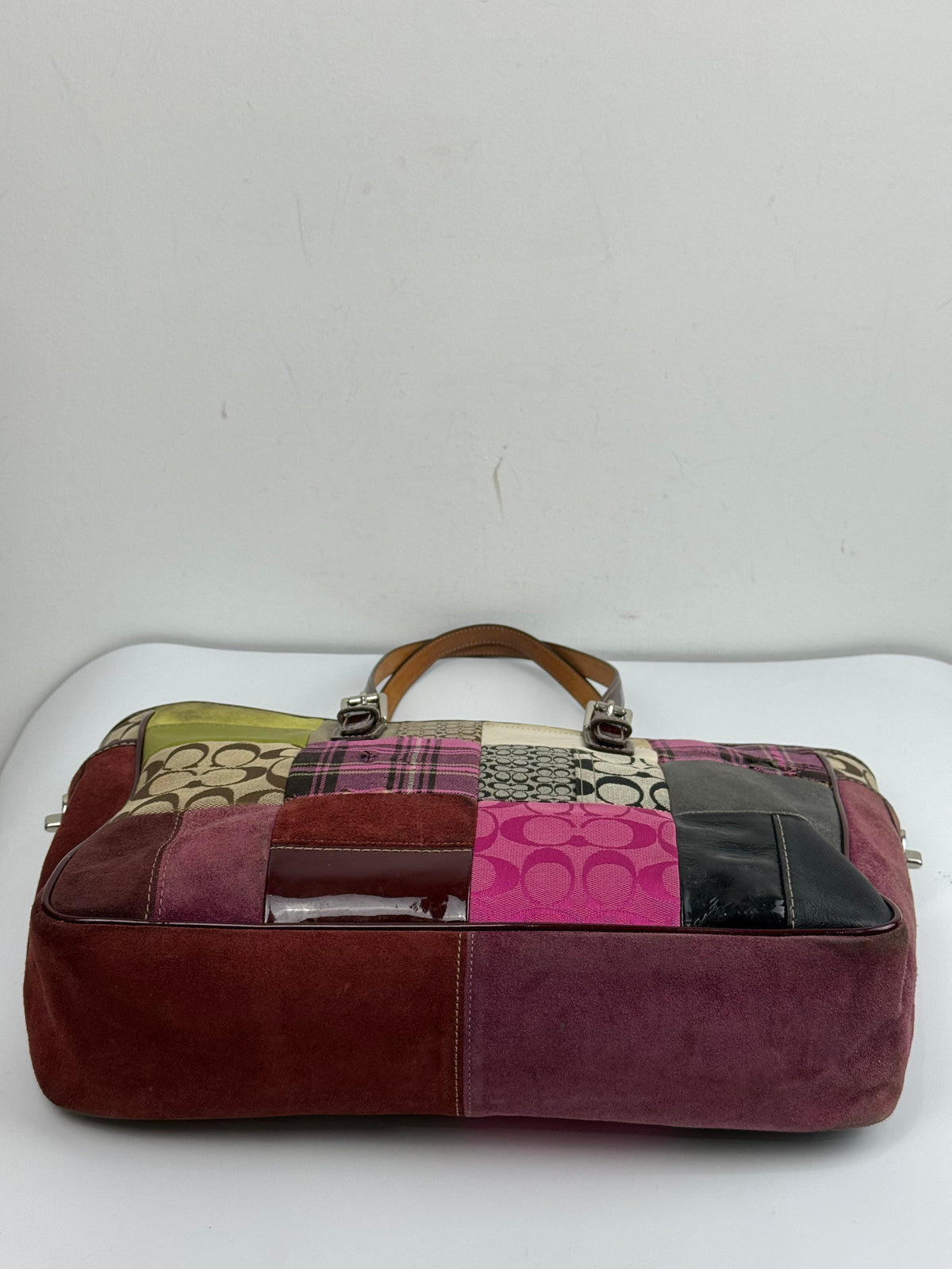Vintage Coach Patchwork Bag Pink Multi-Colour Patchwork Coach Tote Bag Y2K