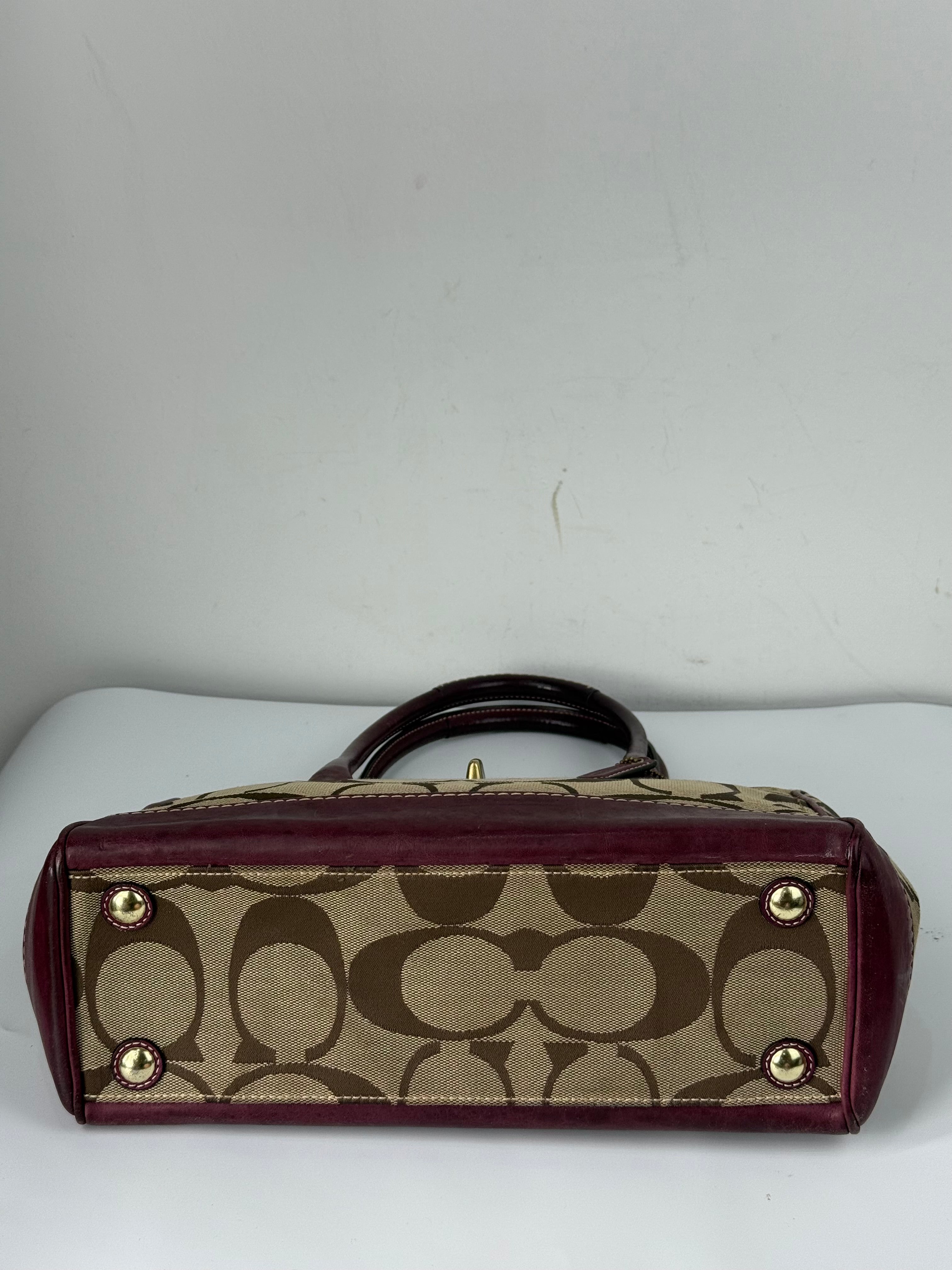 Vintage Coach Hampton Brown/Purple Tote Bag Coach Signature Y2K HandBag
