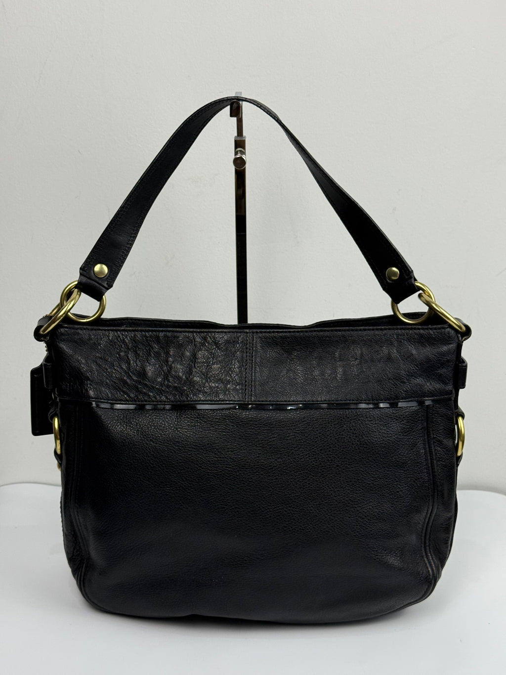 Vintage Coach Zoe Shoulder Hobo Bag Black Leather with Studded Bag 00s Y2K