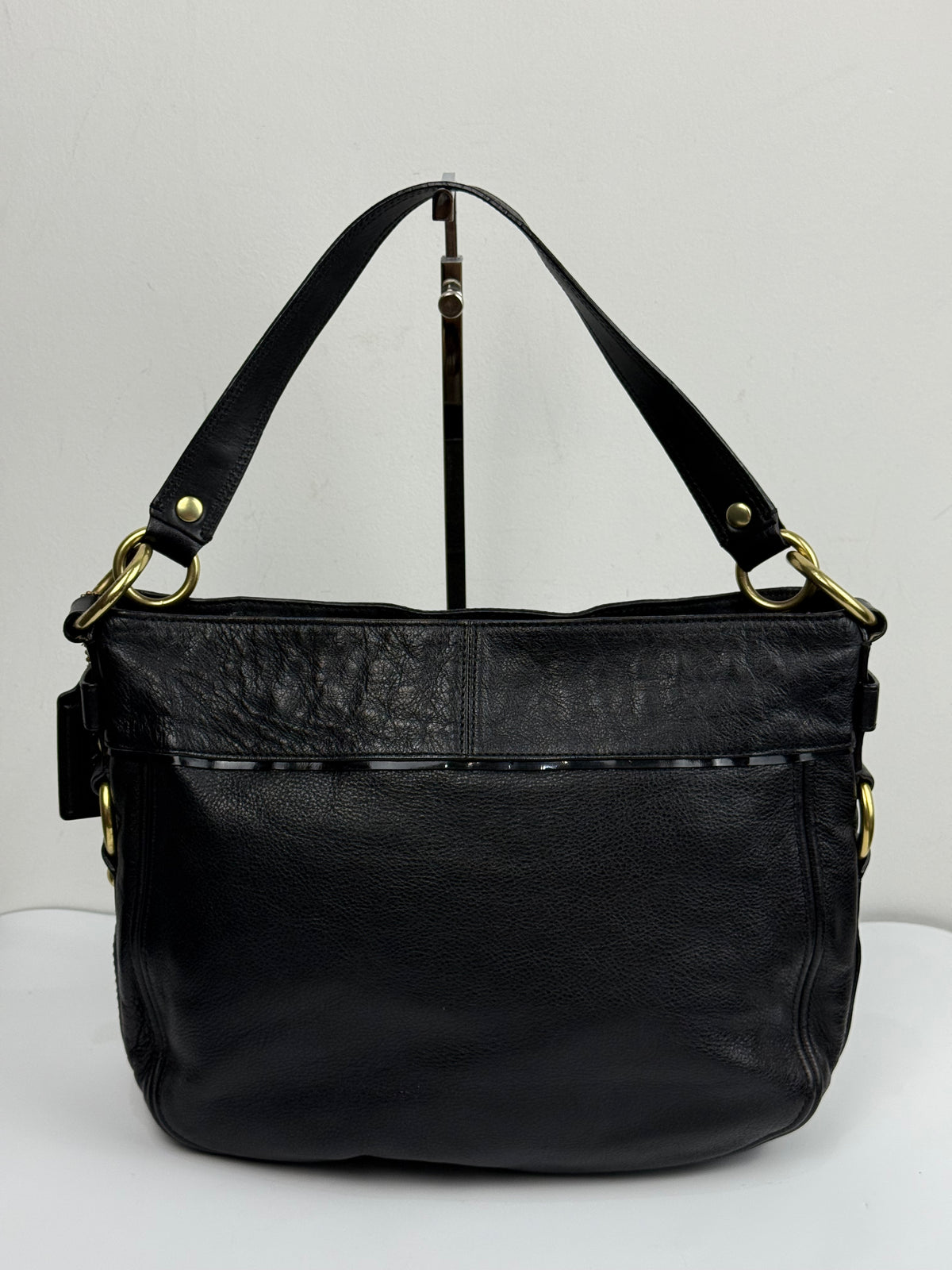 Vintage Coach Zoe Shoulder Hobo Bag Black Leather with Studded Bag 00s Y2K