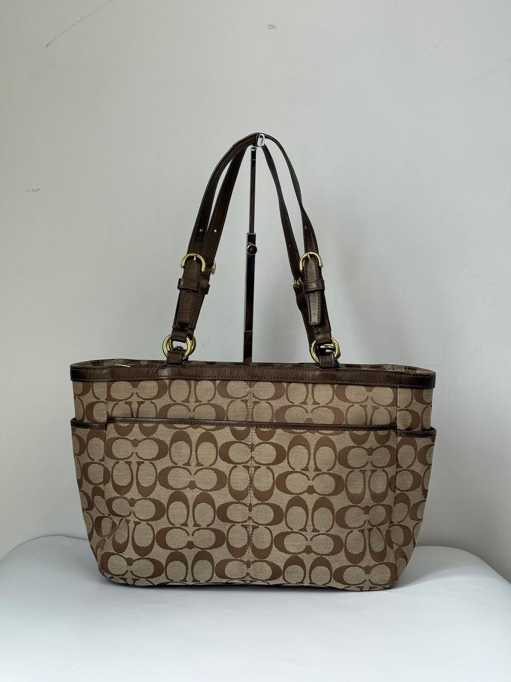 Vintage Coach Signature Taylor Tote Bag Camel Brown Coach Canvas Shoulder Bag Y2K