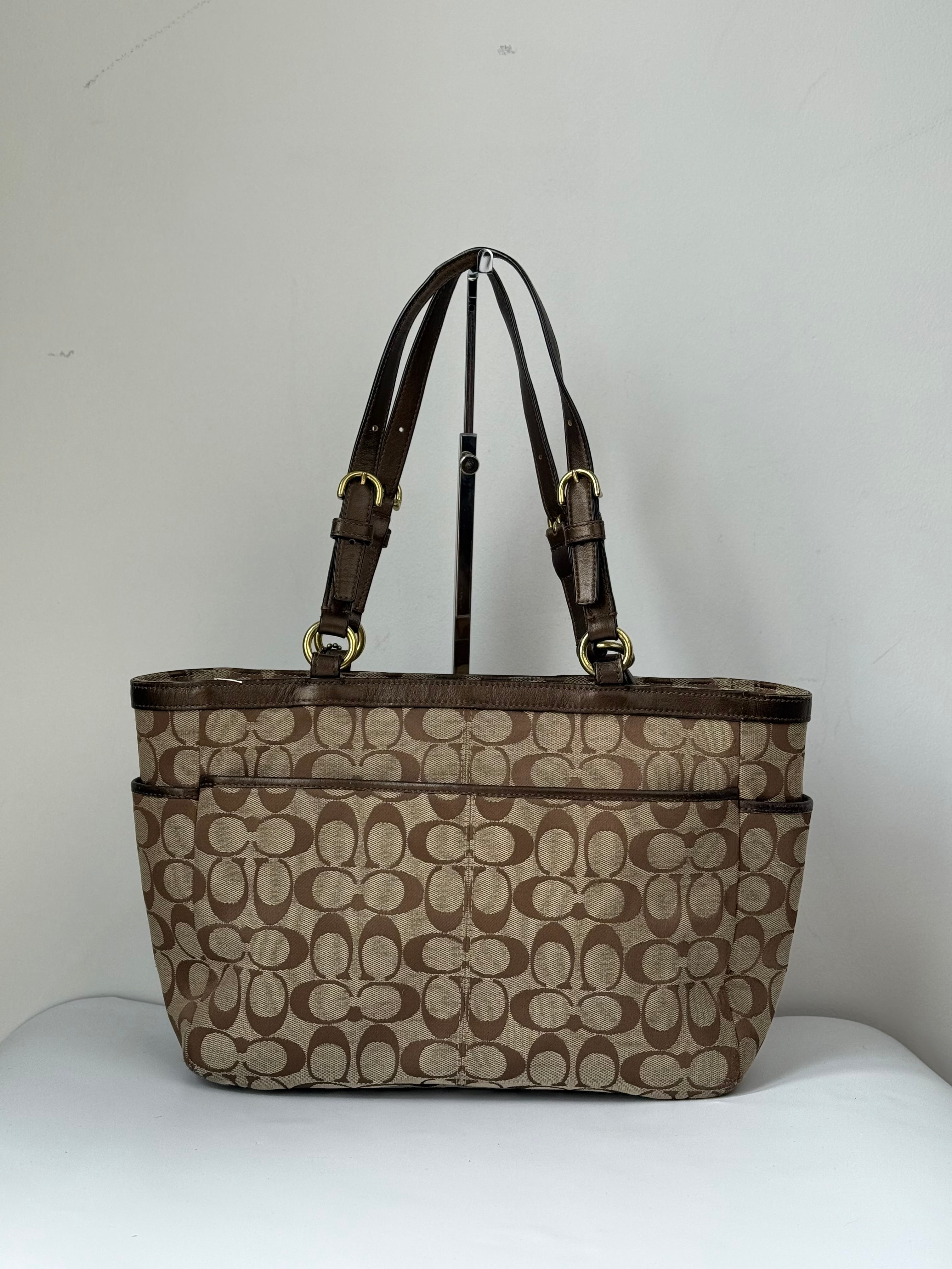 Vintage Coach Signature Taylor Tote Bag Camel Brown Coach Canvas Shoulder Bag Y2K