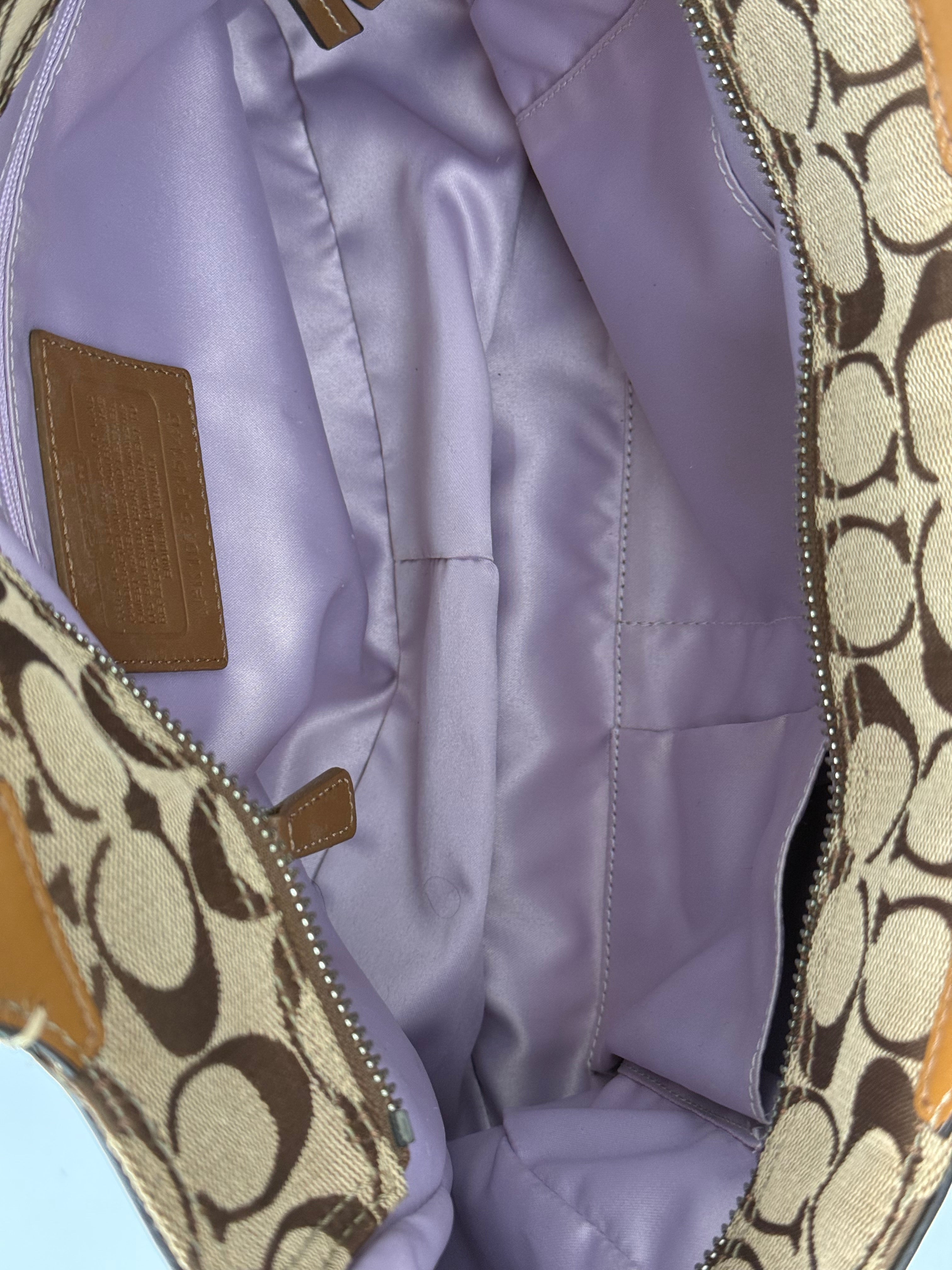 Vintage Coach Gallery Signature Tote Bag Brown & Beige Canvas Shoulder Bag 00s Y2K