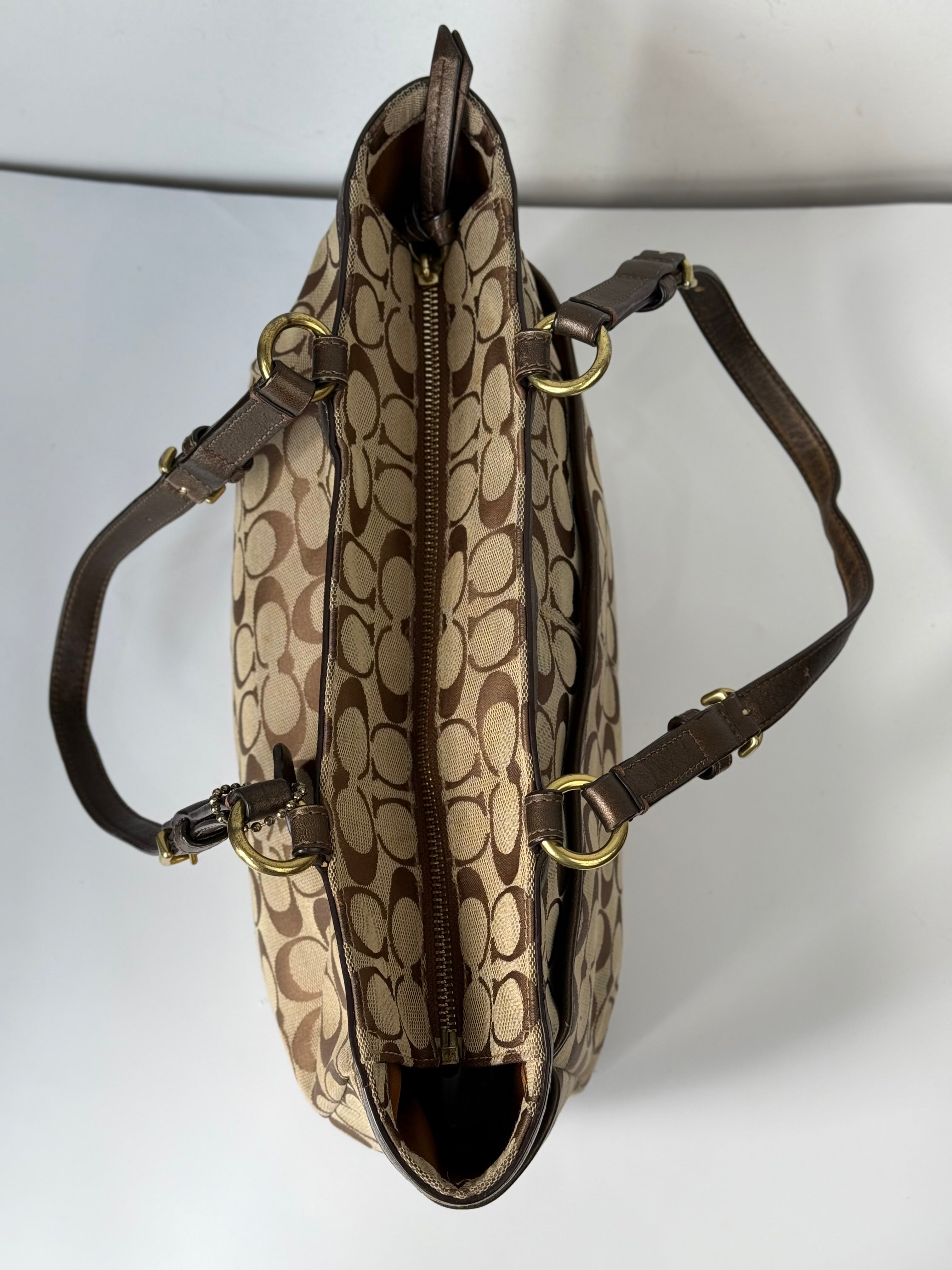 Vintage Coach Signature Taylor Tote Bag Camel Brown Coach Canvas Shoulder Bag Y2K