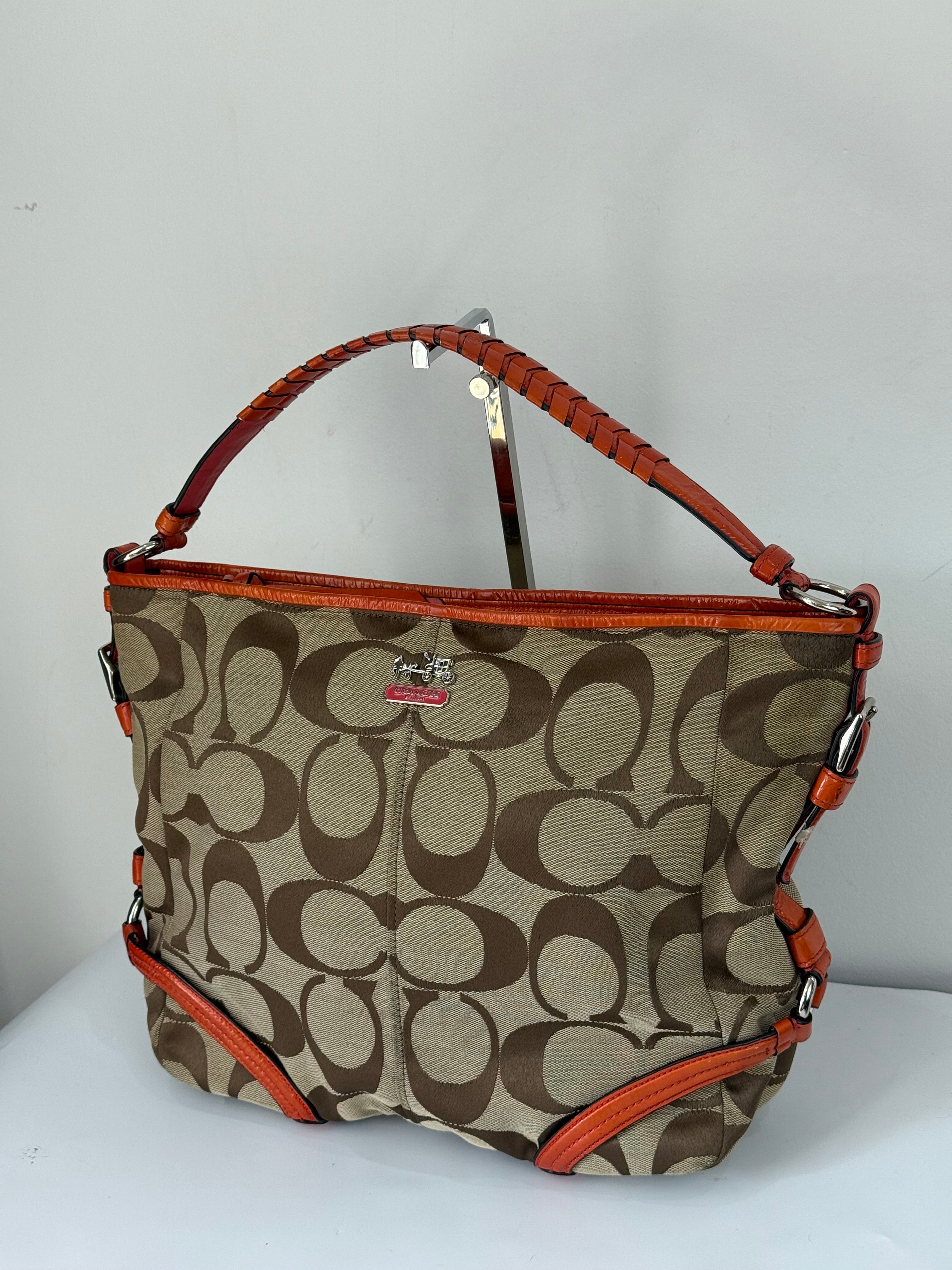 Vintage Coach Katarina Hobo Bag Brown & Orange Signature Shoulder Bag 00s Y2K