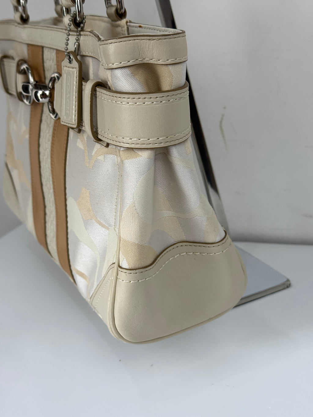 Vintage Coach Hampton Tote Bag Coach White/Tan Signature Y2K Handbag