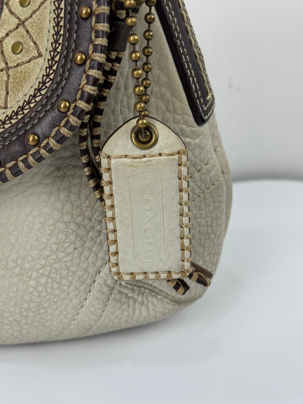 Vintage Coach Soho Studded Leather Flap Bag Coach Shoulder Bag 00s Y2K