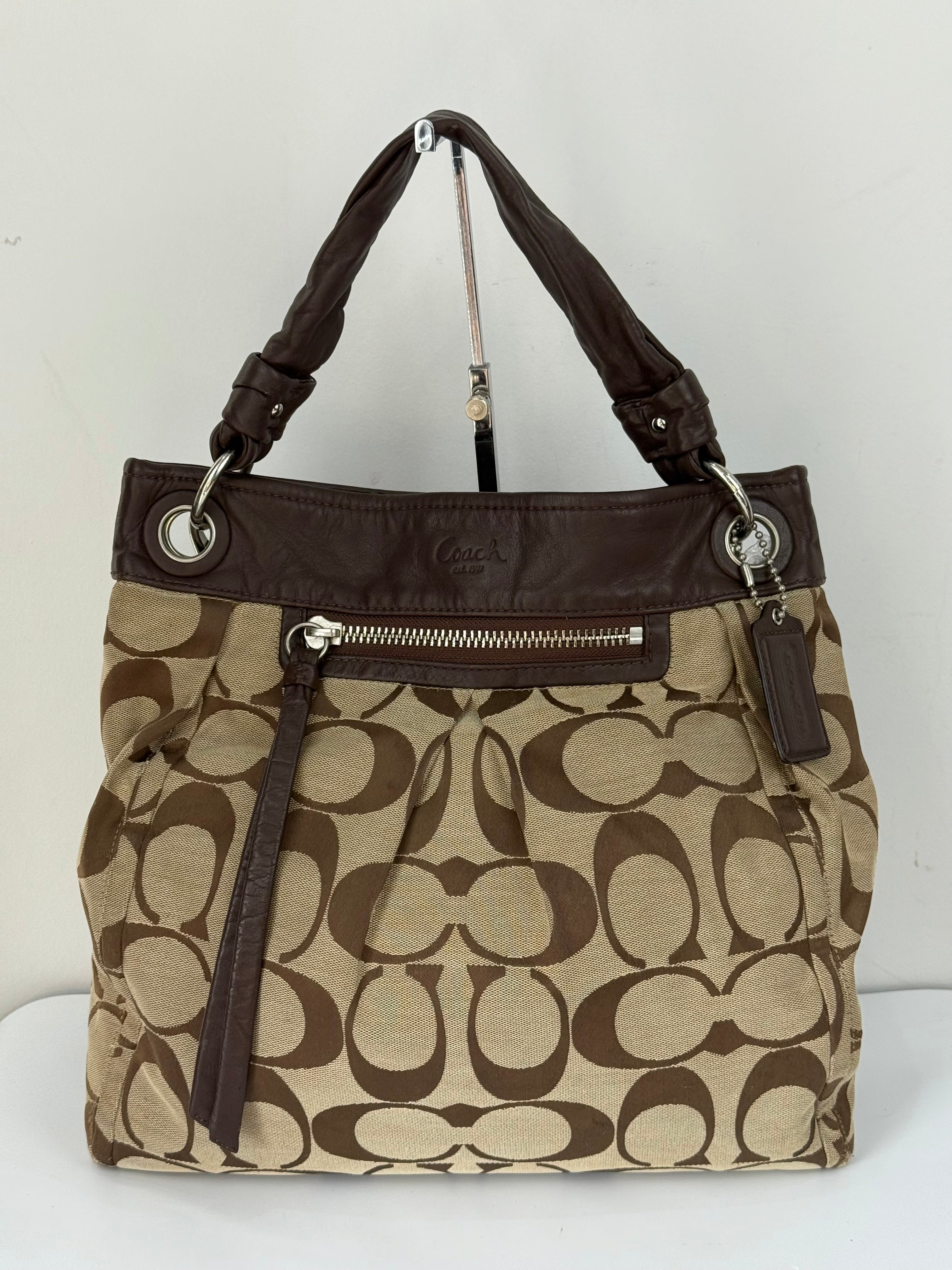 Vintage Coach 2-Way Shoulder Bag Coach Brown/Beige Signature Y2K HandBag