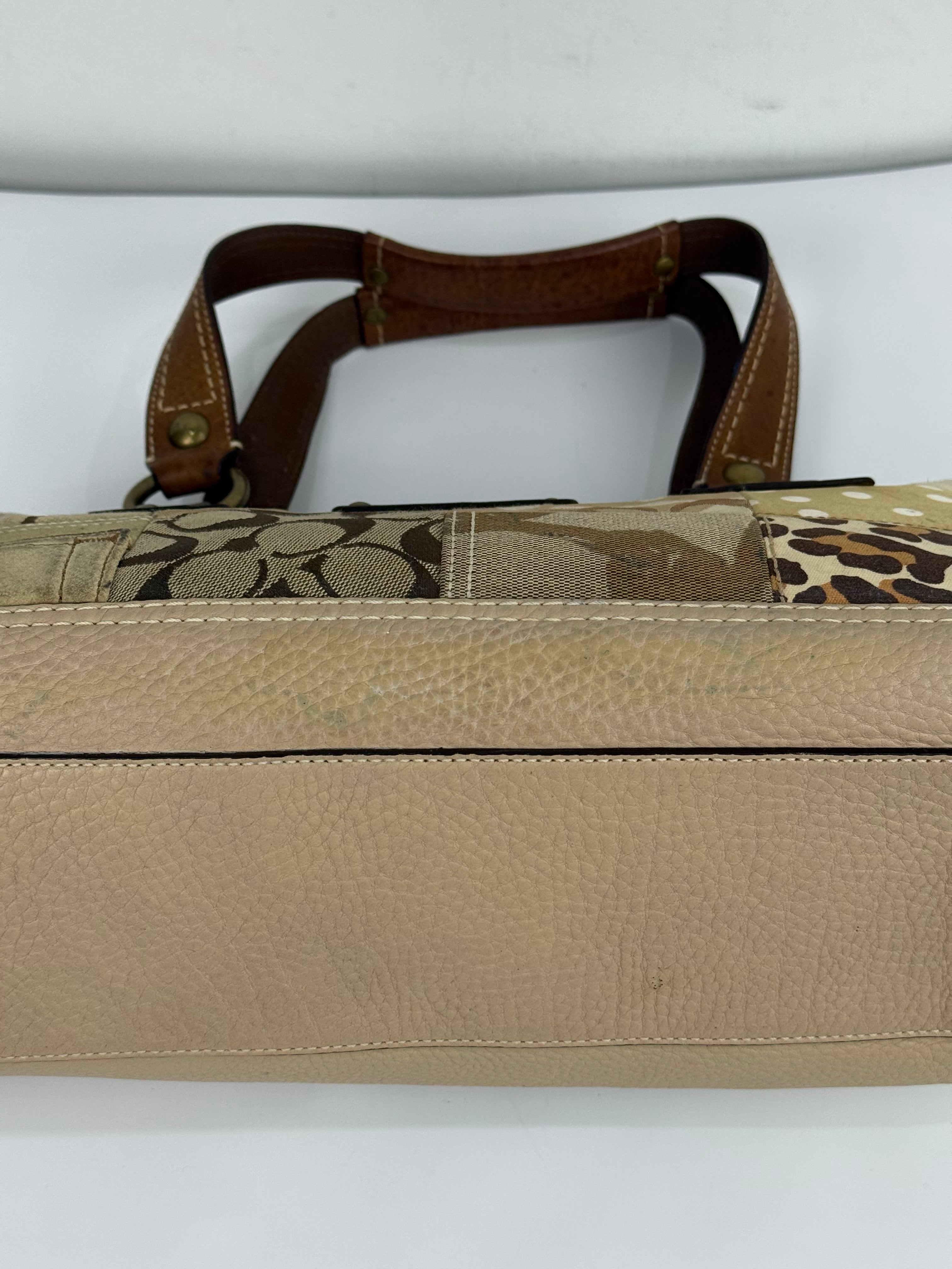 Vintage Coach Brown/Beige Patchwork TurnLock Handbag Coach Y2K Leather Bag