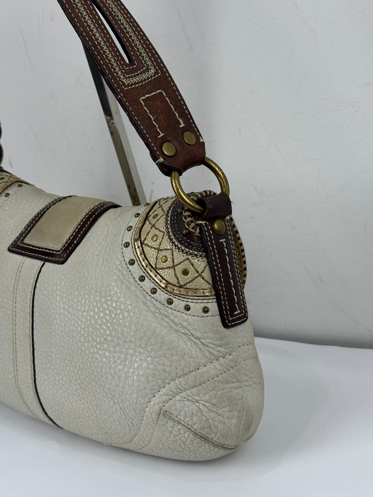 Vintage Coach Soho Studded Leather Flap Bag Coach Shoulder Bag 00s Y2K