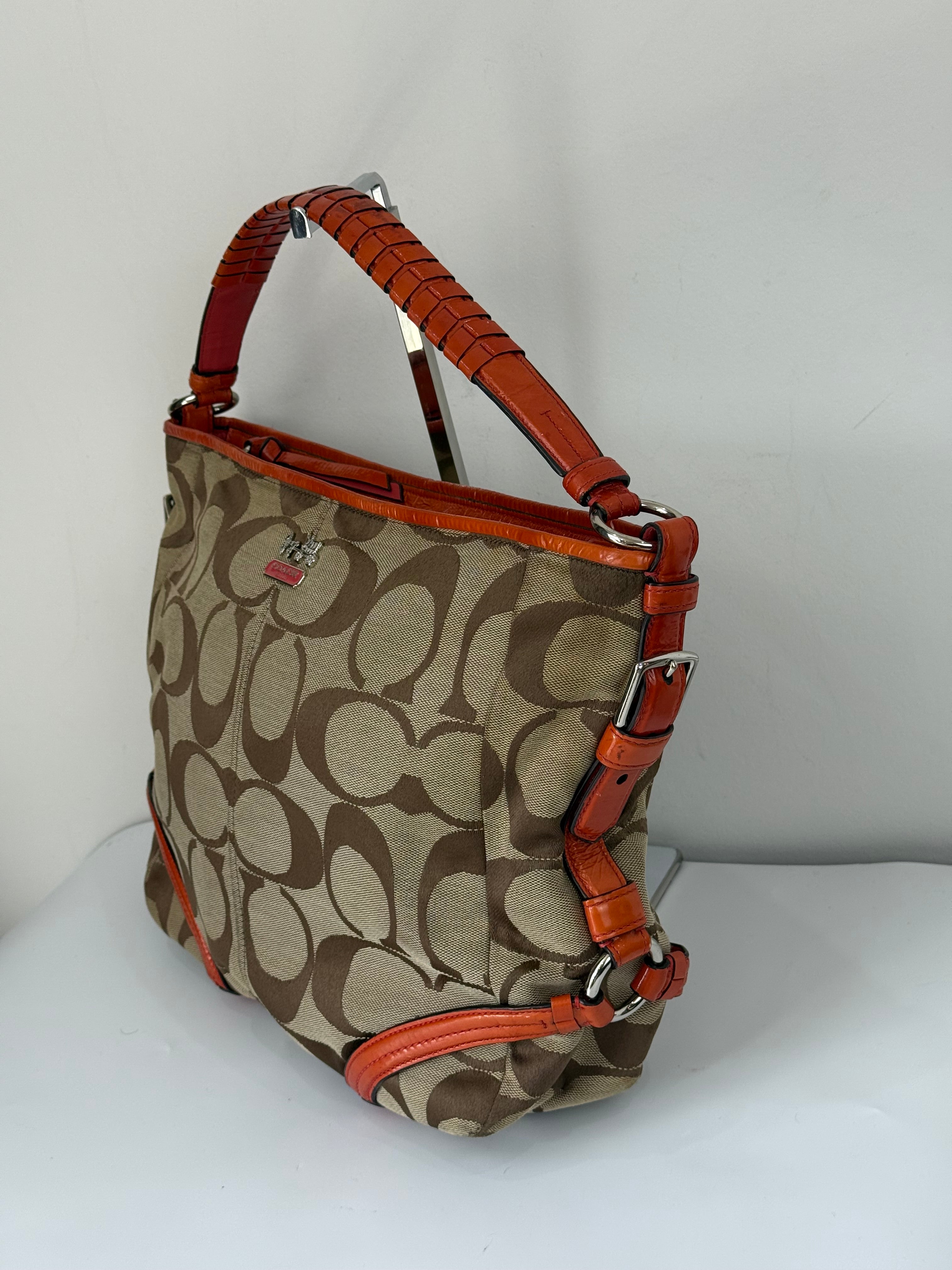 Vintage Coach Katarina Hobo Bag Brown & Orange Signature Shoulder Bag 00s Y2K