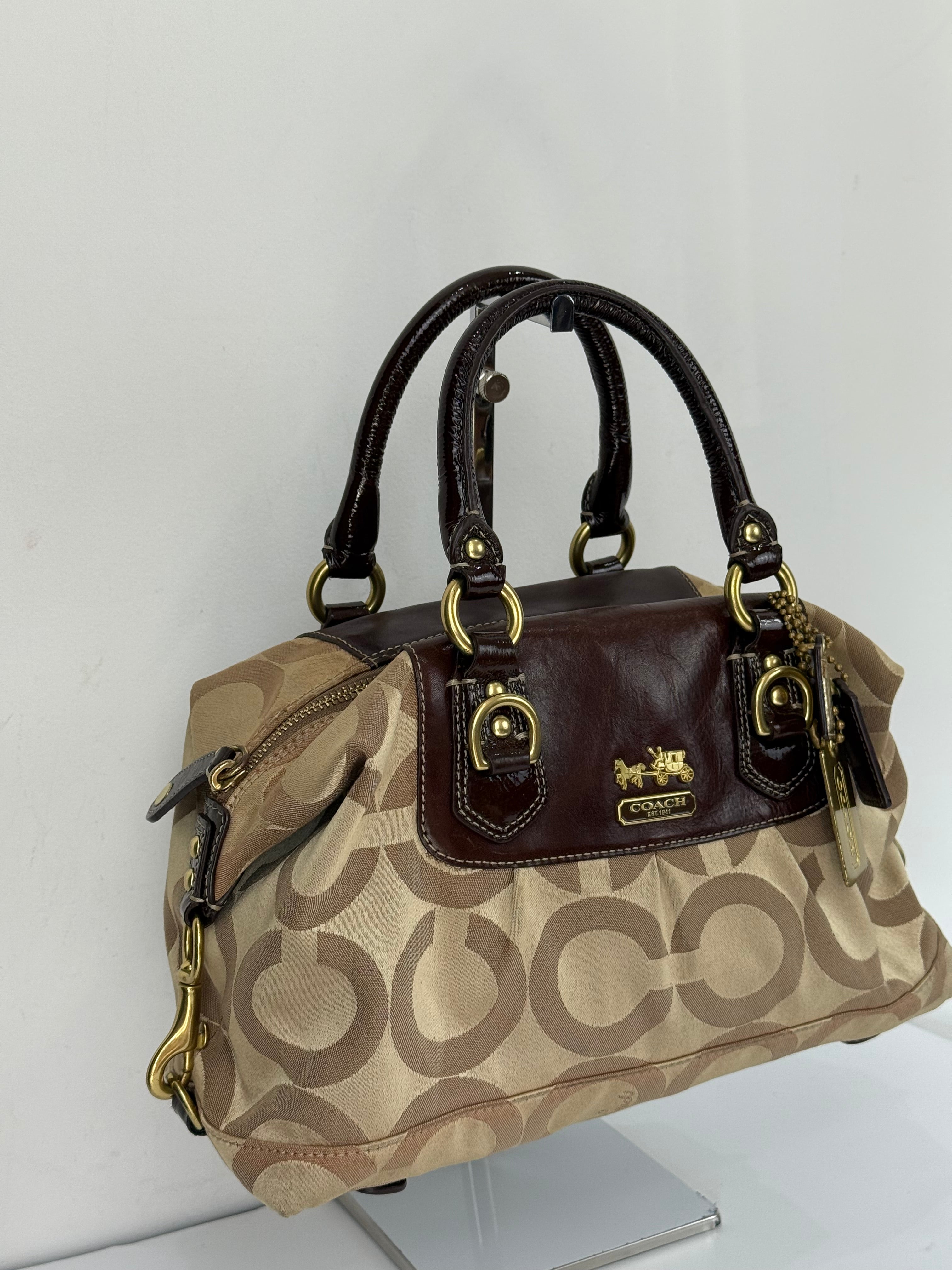 Vintage Beige Coach Optic Signature Madison Sabrina Satchel Bag 00s Coach Y2K Handbag