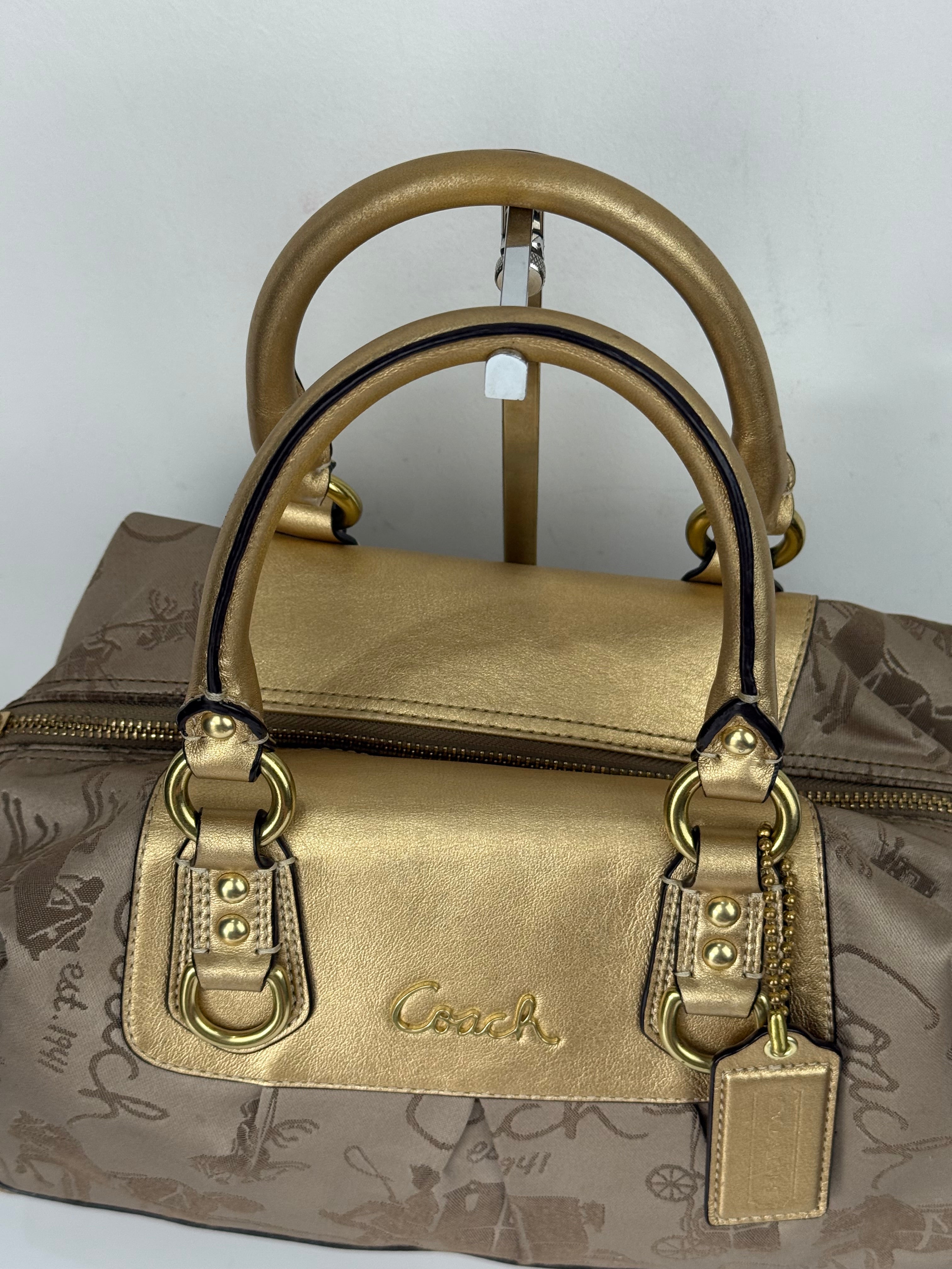 Vintage Coach Ashley Horse and Carriage Satchel Bag Coach Beige/Gold Y2K HandBag