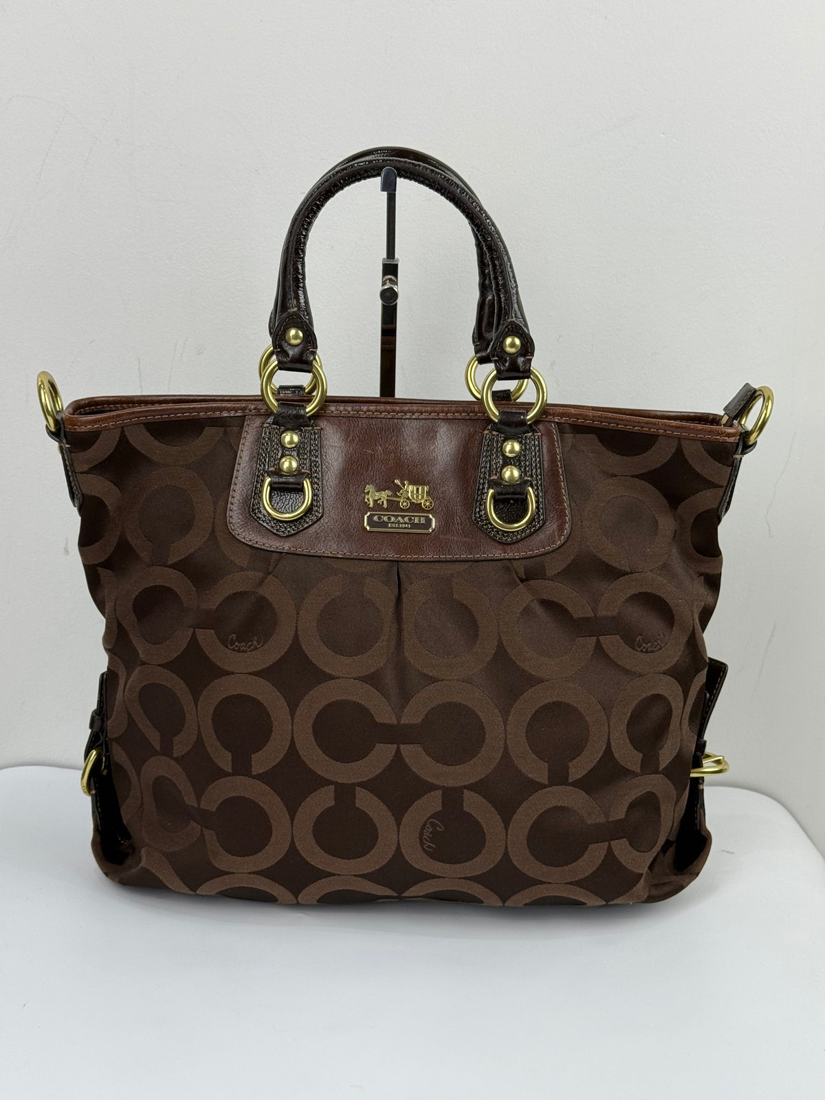 Vintage Coach Madison Op Art Julianne Tote Bag Brown Coach Signature Canvas Handbag 00s Y2K