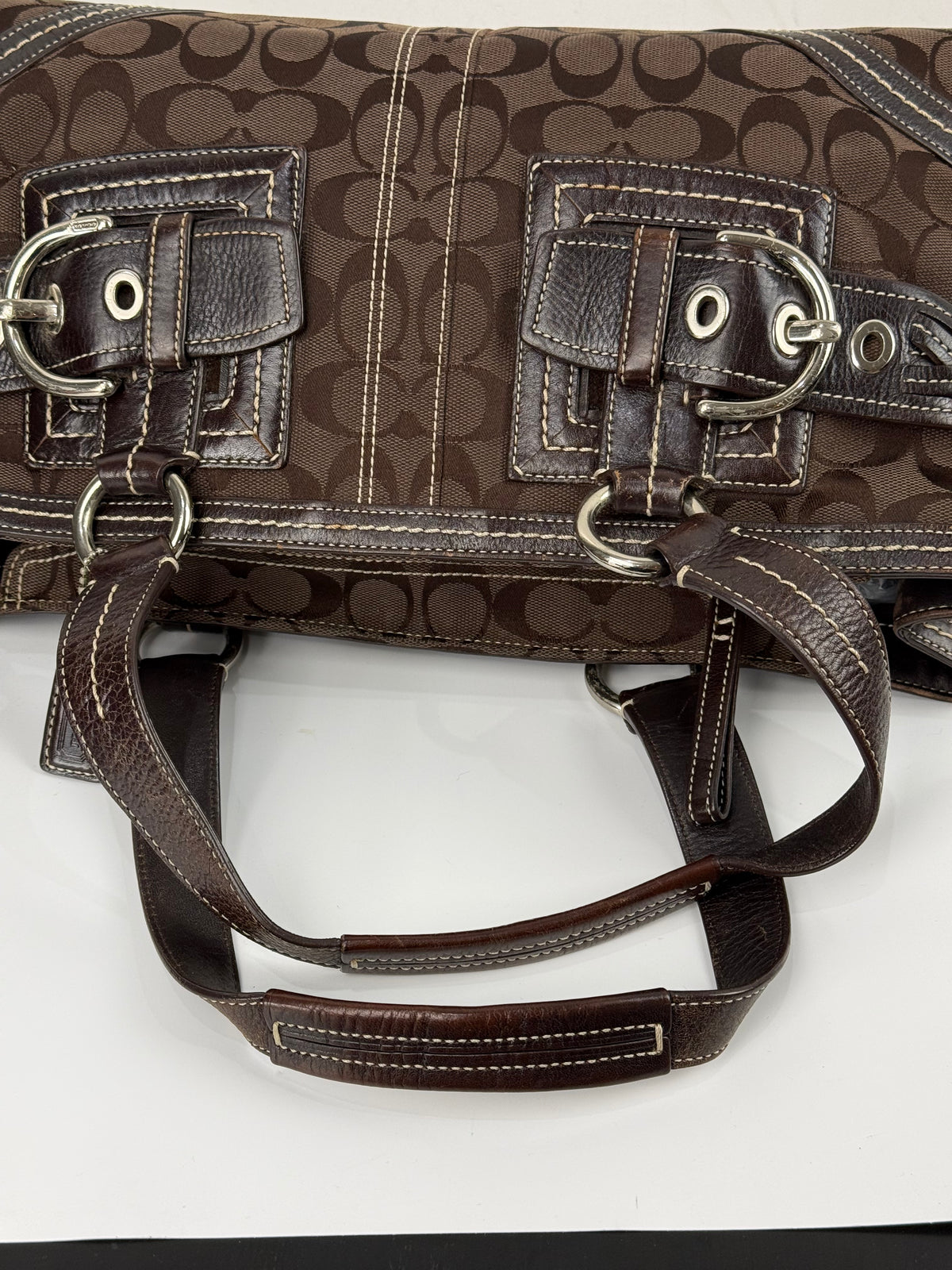 Vintage Coach Dark Brown Soho Satchel Bag Coach Signature Handbag 00s Y2K