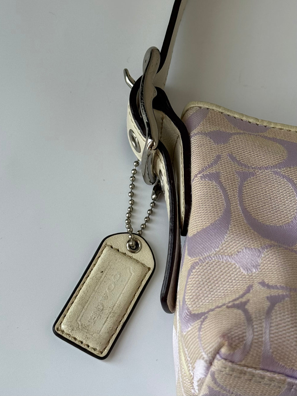 Vintage Coach Baguette East West Bag Lilac Signature Canvas Shoulder Bag Y2K