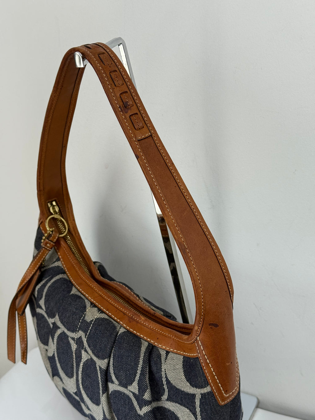 Vintage Coach Denim Ergo Soho Shoulder Bag Coach Blue Signature Handbag 00s Y2K