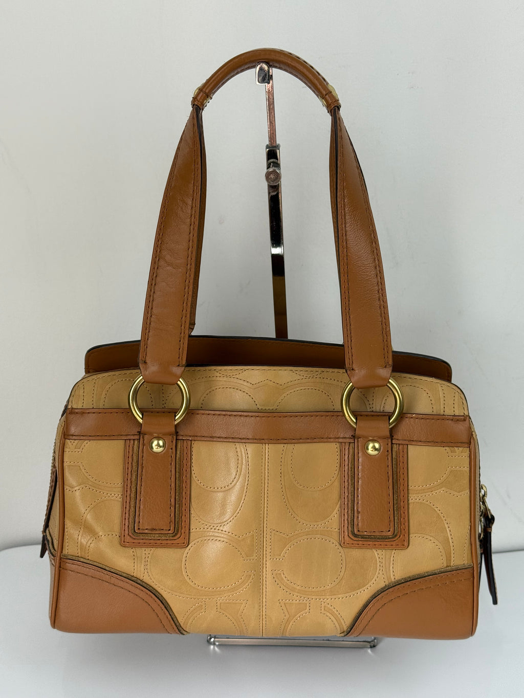 Vintage Coach Hampton Turn-lock Bag Coach Brown/Tan Leather Y2K HandBag