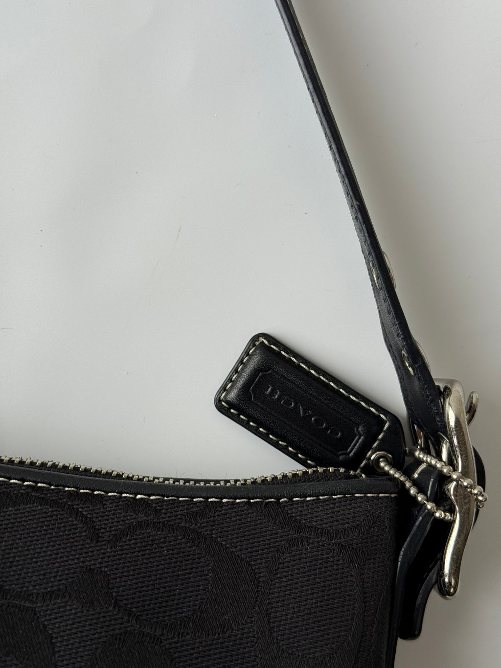 Vintage Coach Baguette East West Bag Black Signature Canvas Shoulder Bag Y2K
