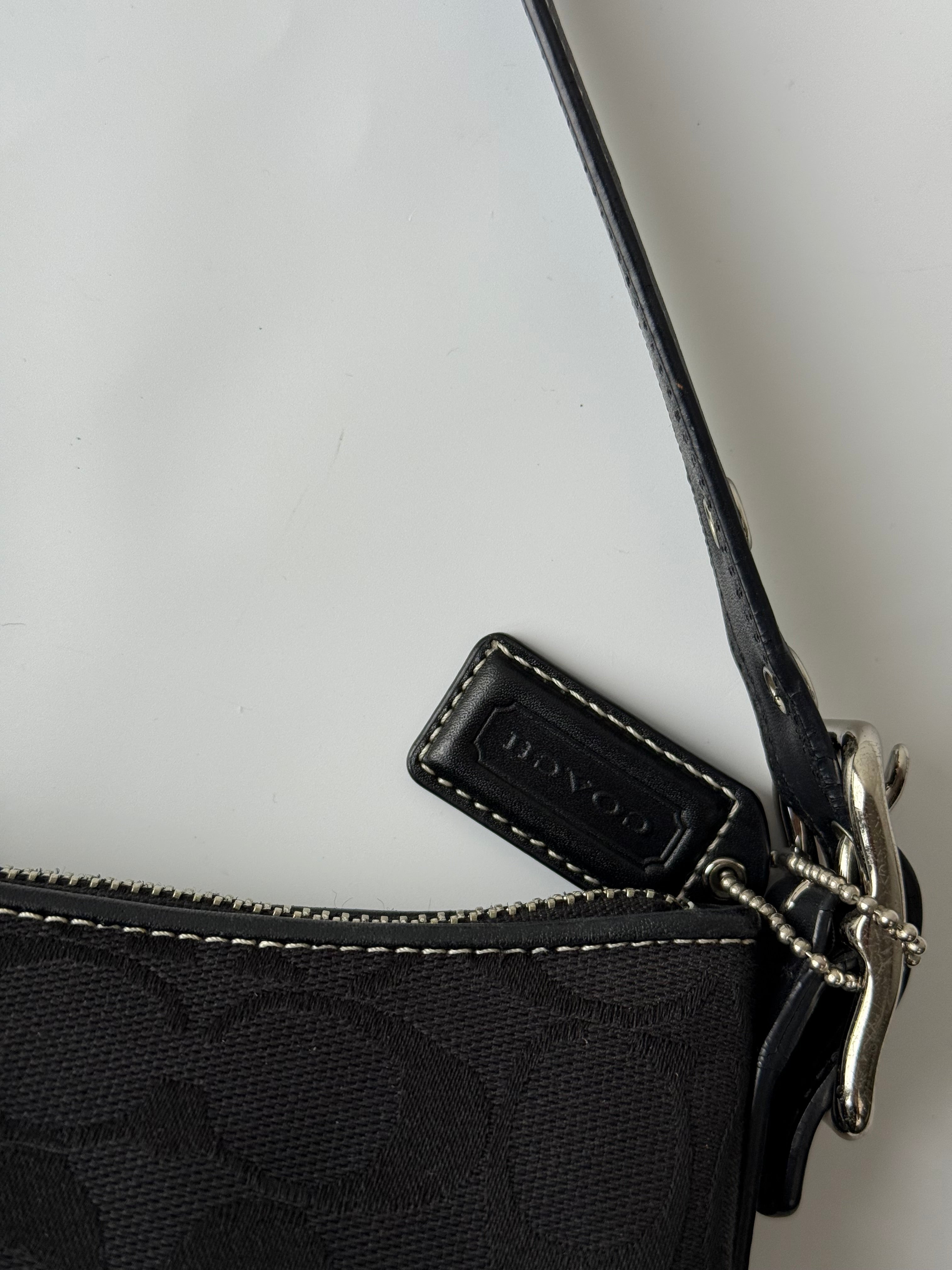Vintage Coach Baguette East West Bag Black Signature Canvas Shoulder Bag Y2K