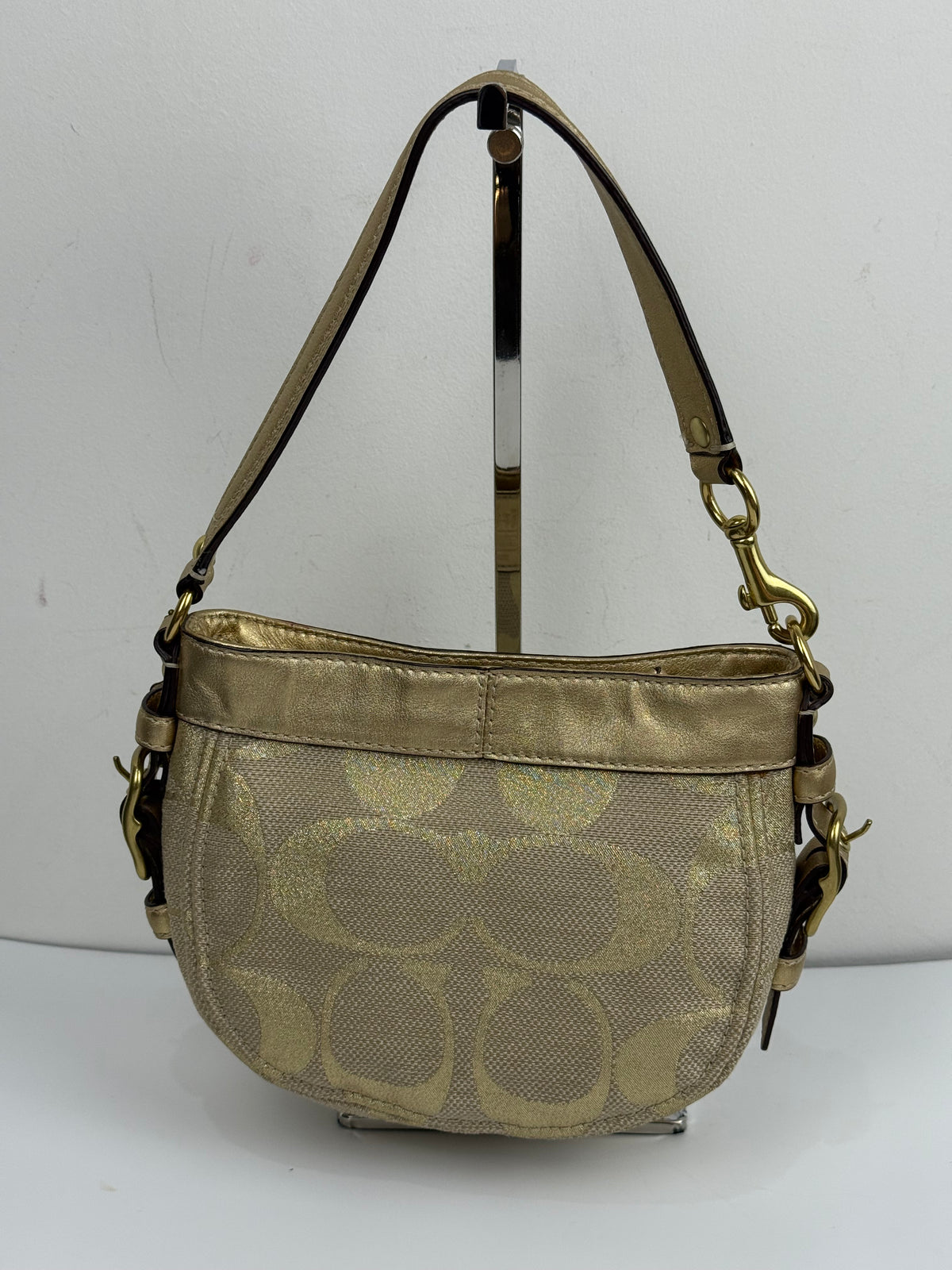 Vintage Coach Mini Zoe Bag Gold Signature Shoulder Bag 00s Y2K