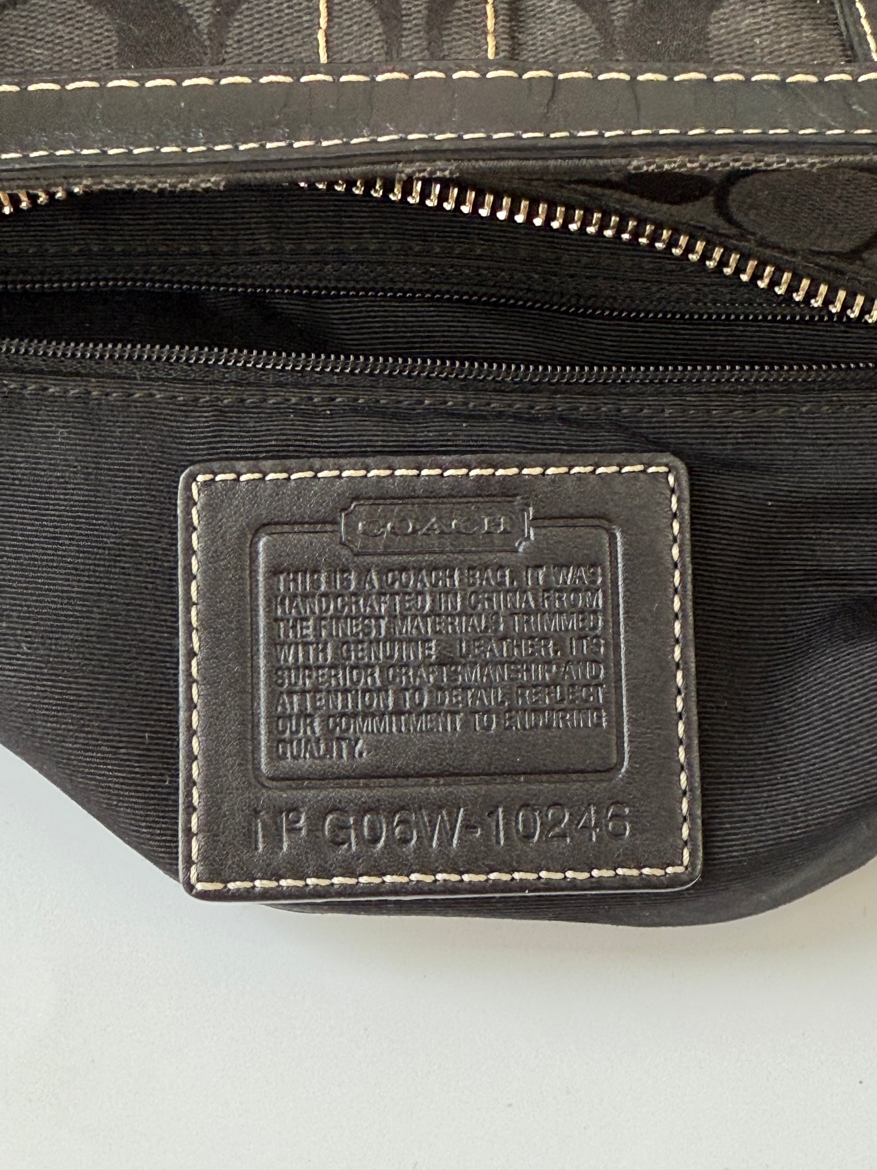 Vintage Coach Hampton Signature Tote Bag Black Coach Canvas HandBag 00s Y2K