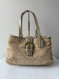 Vintage Coach Soho Signature Tote Bag Cream & Gold Canvas Shoulder Bag 00s Y2K