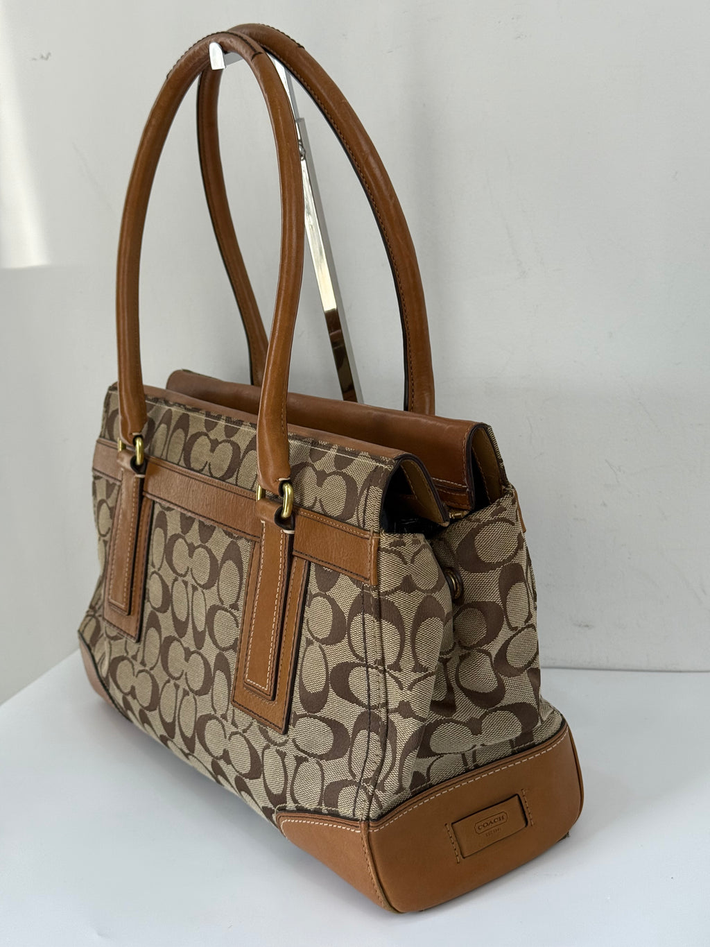 Vintage Coach Hampton Tote Bag Coach Brown/Tan Signature Y2K Handbag