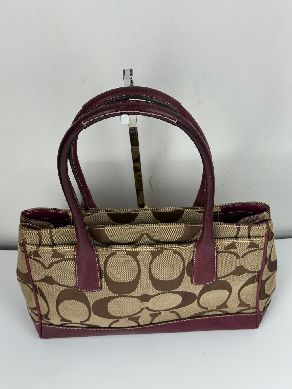 Vintage Coach Hampton Brown/Purple Tote Bag Coach Signature Y2K HandBag