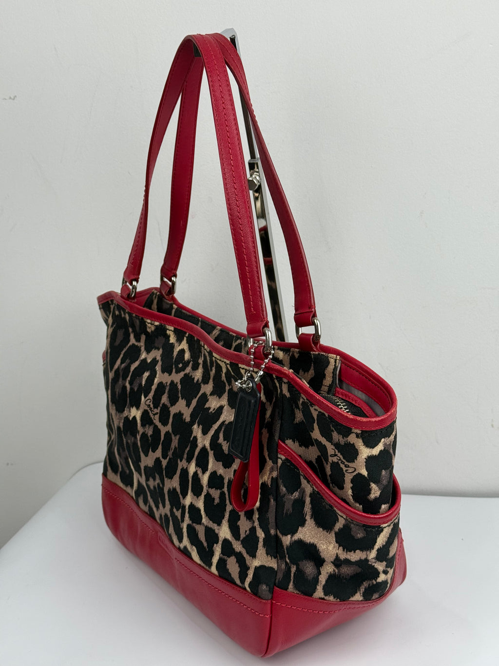 Vintage Coach Ocelot Leopard Print Park Tote Bag Canvas Handbag 00s Y2K