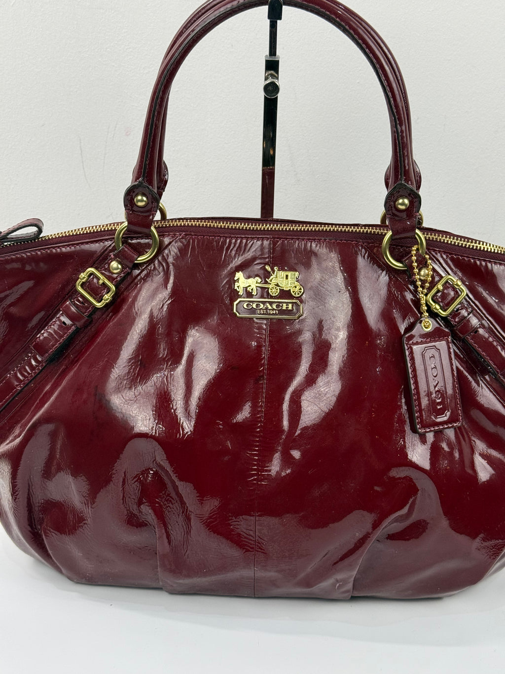 Vintage Coach Madison Red Patent Leather Bag Coach Leather Handbag 00s Y2K