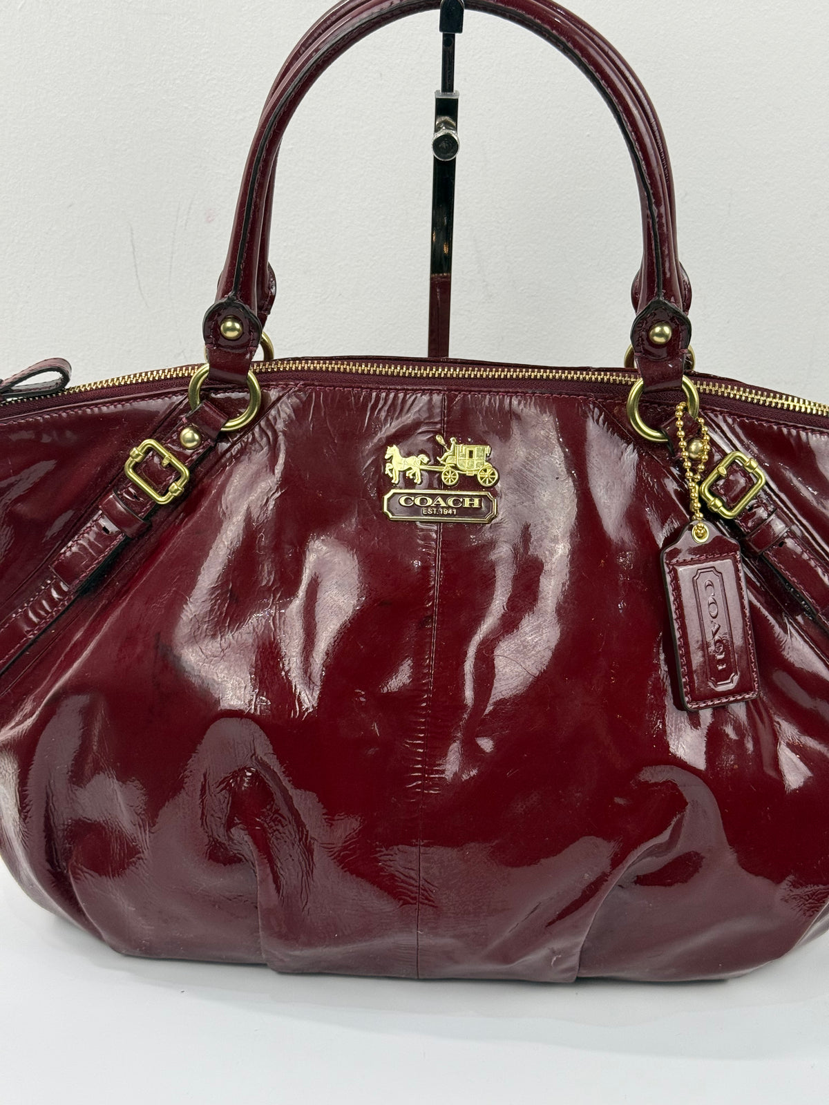 Vintage Coach Madison Red Patent Leather Bag Coach Leather Handbag 00s Y2K