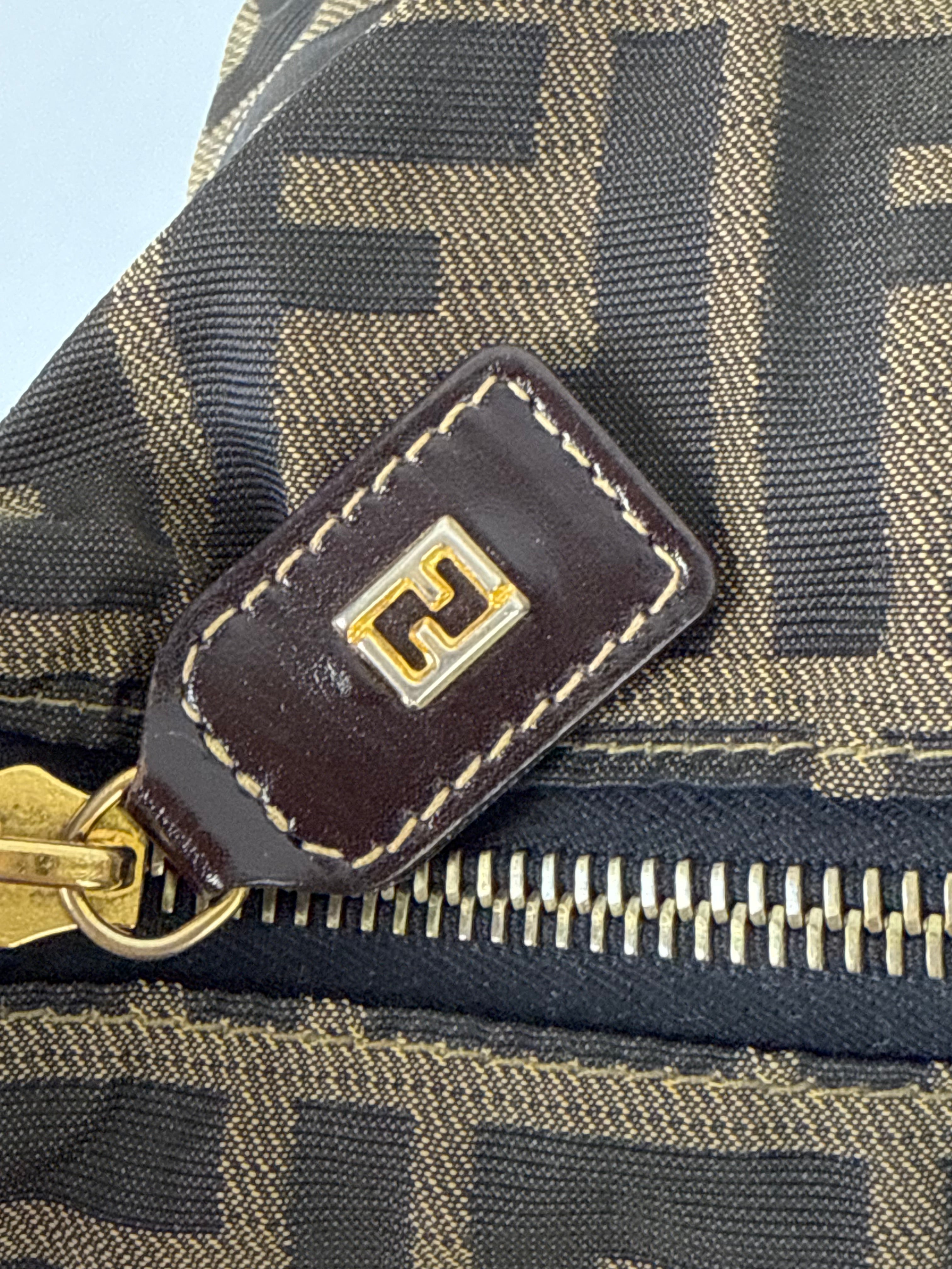 Vintage Fendi Zucca Mini Baguette Bag Brown and Black Canvas Fendi Handbag 00s Y2K