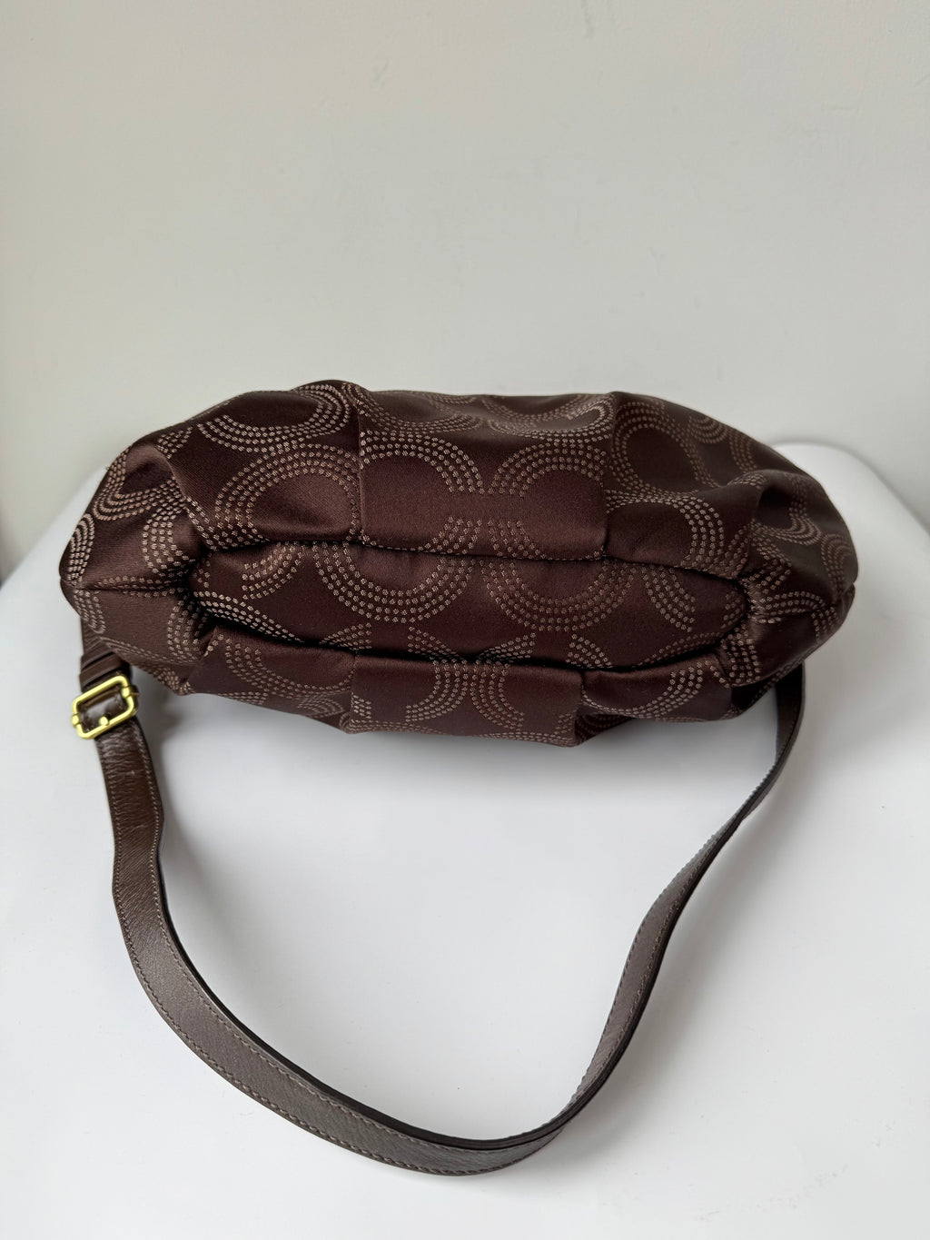 Vintage Coach Maddison Dotted Op-Art Convertible Hobo Bag Brown Signature Bag