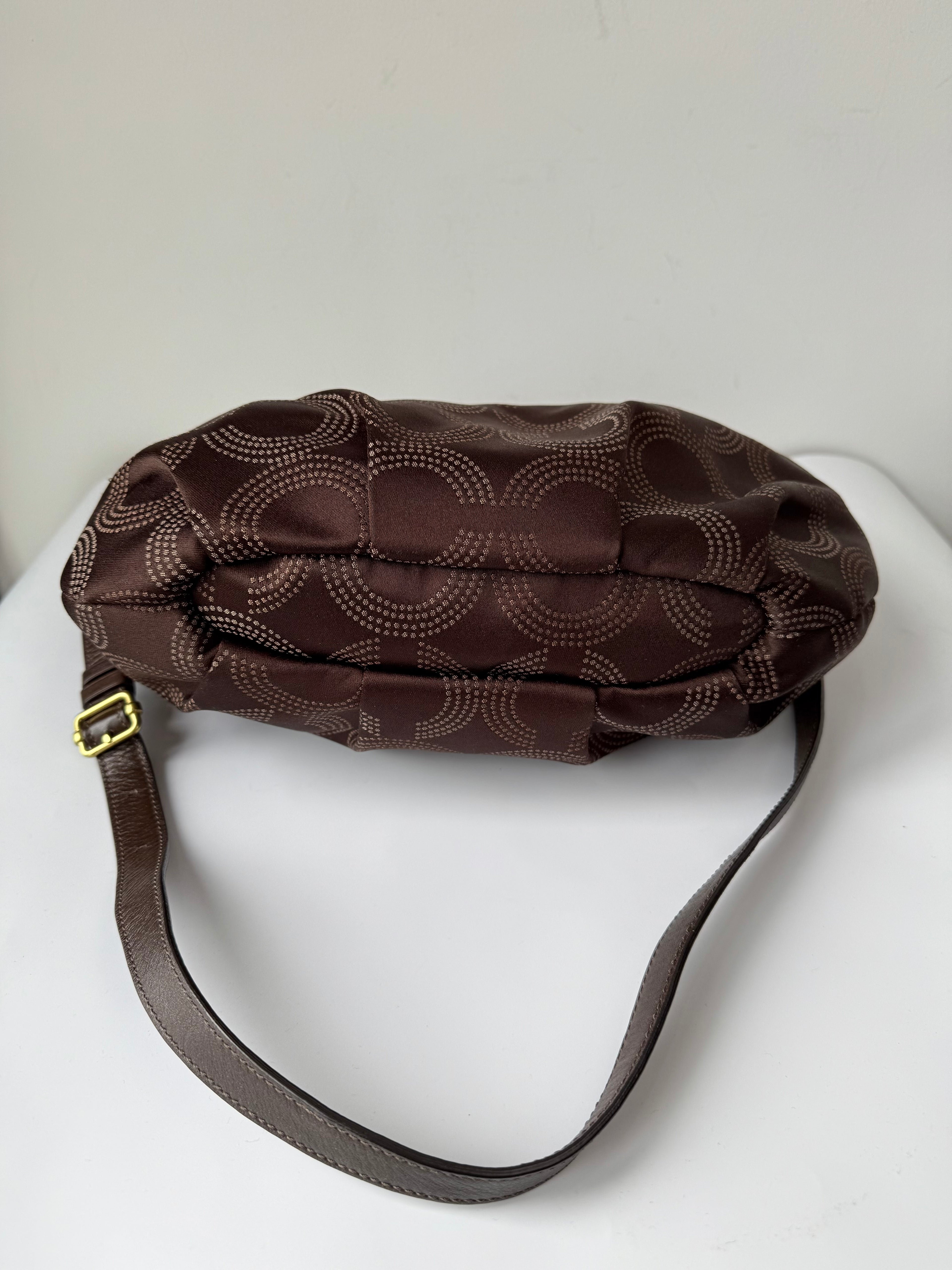 Vintage Coach Maddison Dotted Op-Art Convertible Hobo Bag Brown Signature Bag