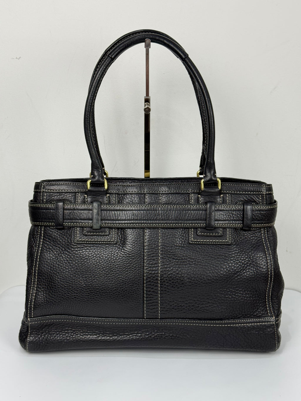 Vintage Coach Hampton Tote Bag Black Coach Leather HandBag 00s Y2K