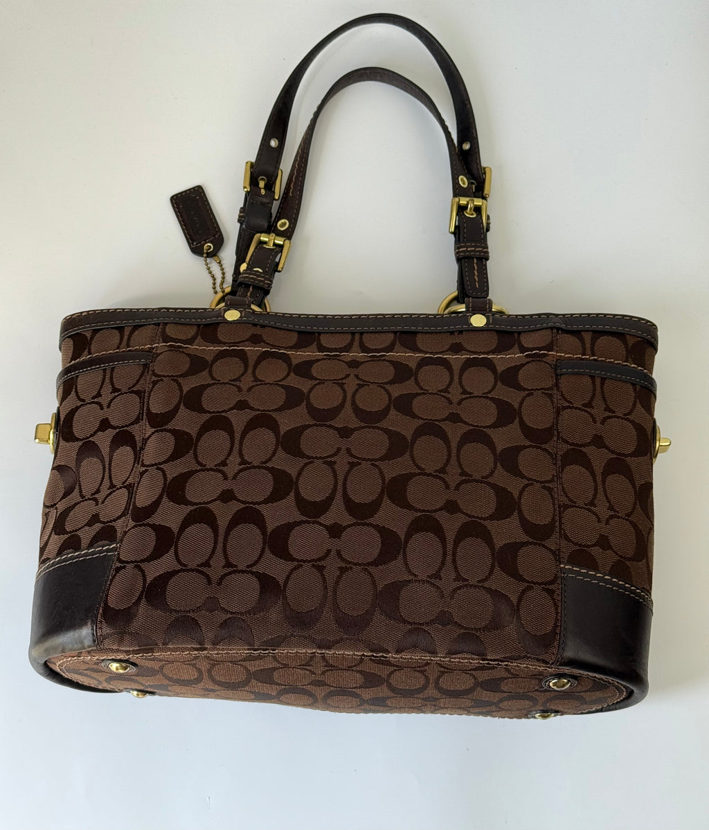 Vintage Coach Gallery Tote Bag Brown Signature Shoulder Bag 00s Y2K