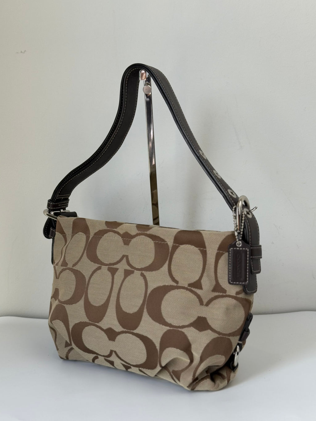 Vintage Coach Signature Duffle Bag Khaki Mahogany Signature Shoulder Bag 00s Y2K