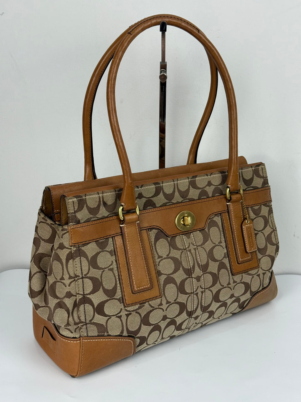 Vintage Coach Hampton Tote Bag Coach Brown/Tan Signature Y2K Handbag
