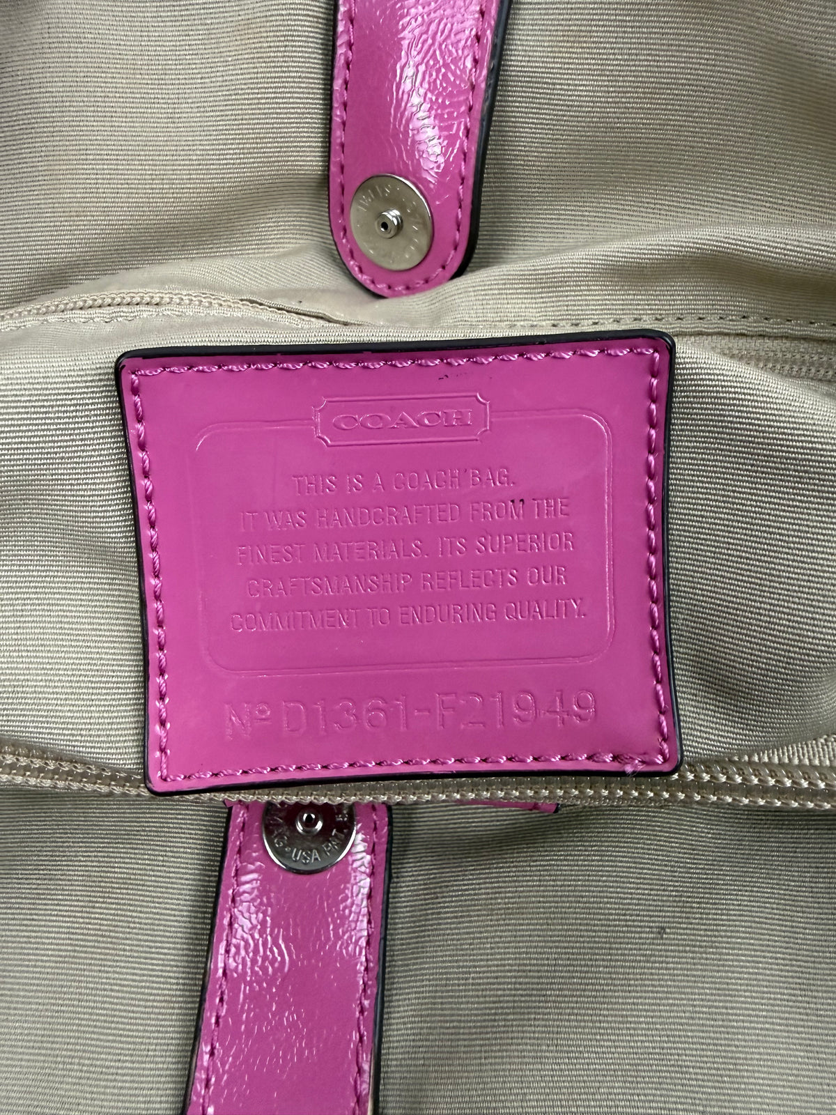 Vintage Coach Signature Stripe Carryall Tote Bag Beige Brown Coach Canvas with Pink Leather HandBag 00s Y2K