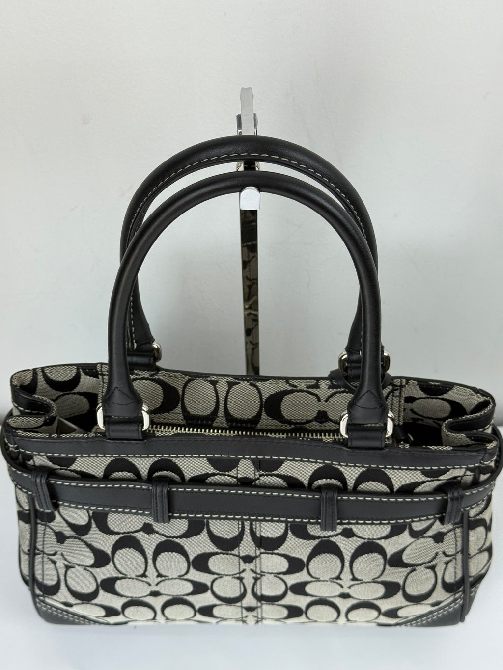 Vintage Coach Hampton Signature Tote Bag Coach Grey & Black Handbag 00s Y2K