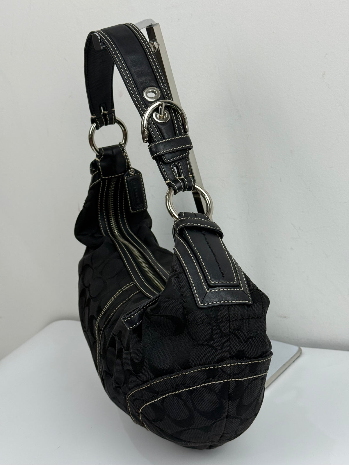 Vintage Coach Hobo Bag Coach Black Signature Shoulder Bag 00s Y2K