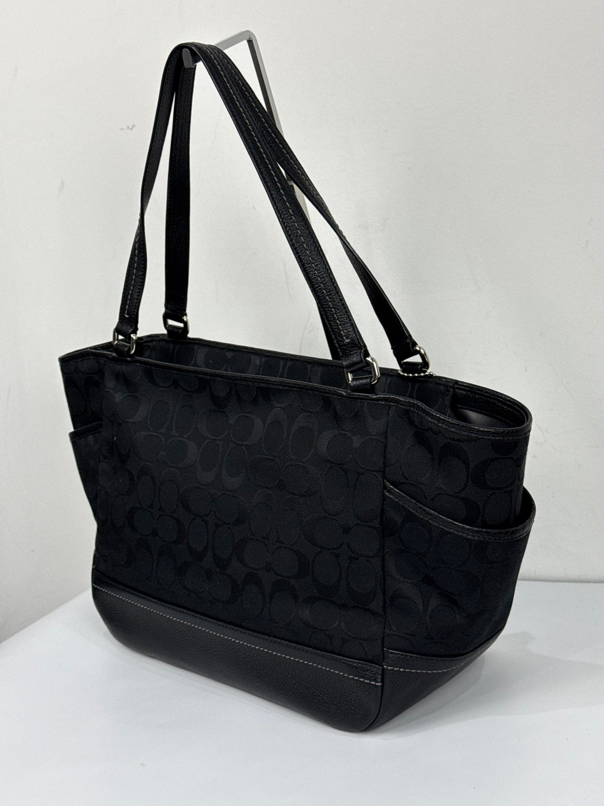 Vintage Coach Park Signature Carrie Tote Bag Black Coach Canvas Handbag 00s Y2K