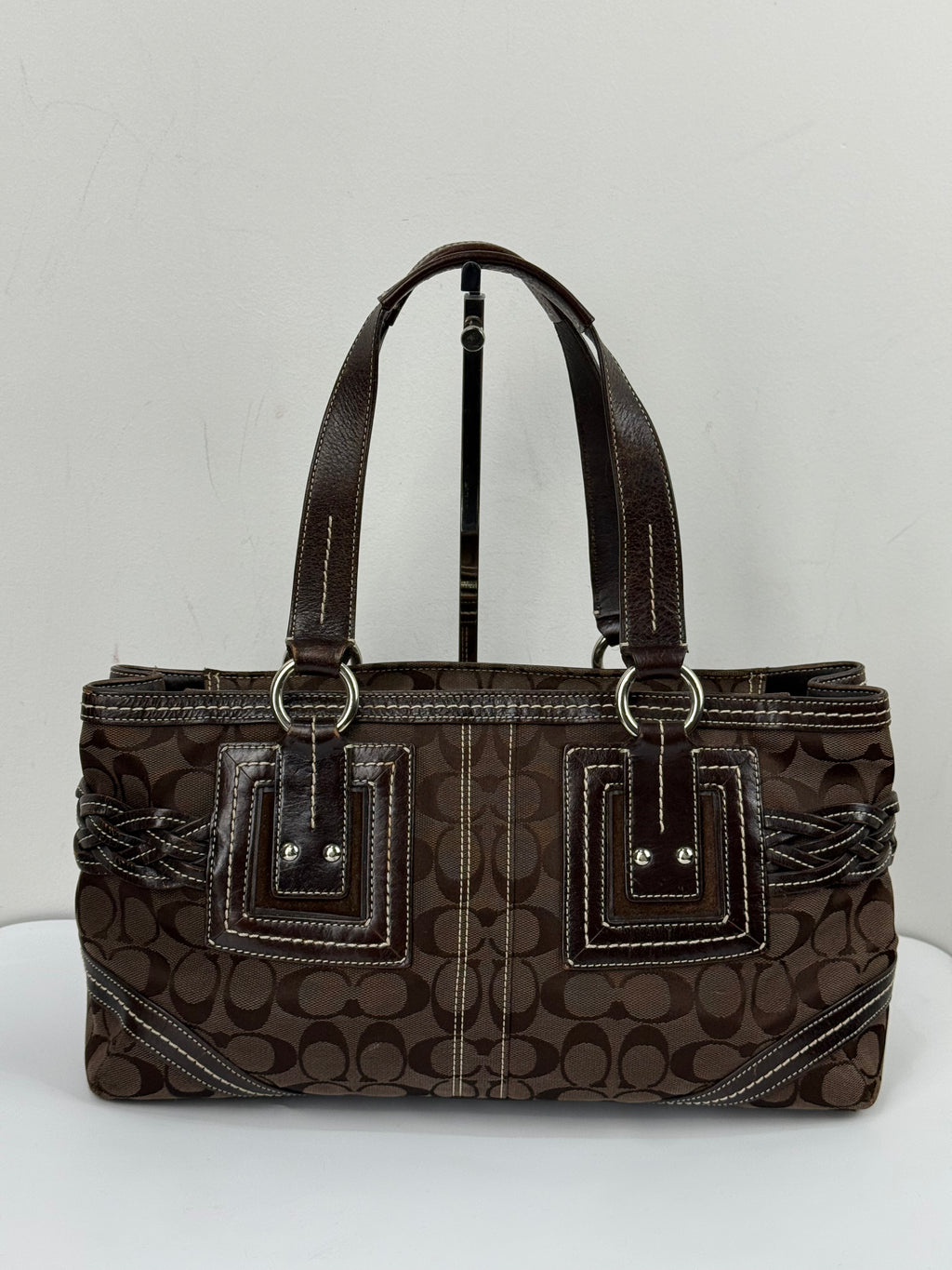 Vintage Coach Dark Brown Soho Satchel Bag Coach Signature Handbag 00s Y2K