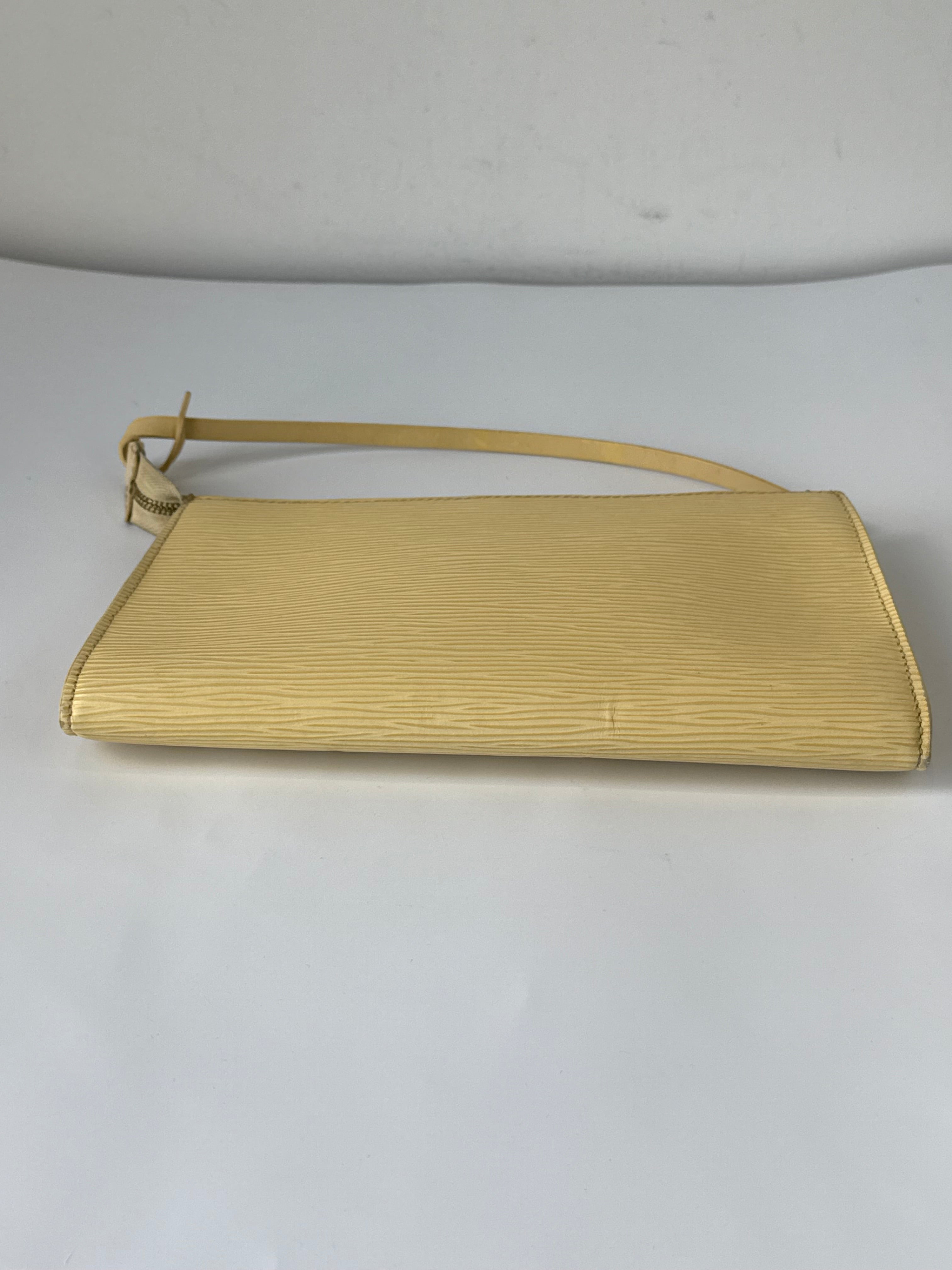 Vintage Louis Vuitton Pochette Bag Louis Vuitton Yellow Pouch Leather Handbag 00s Y2K