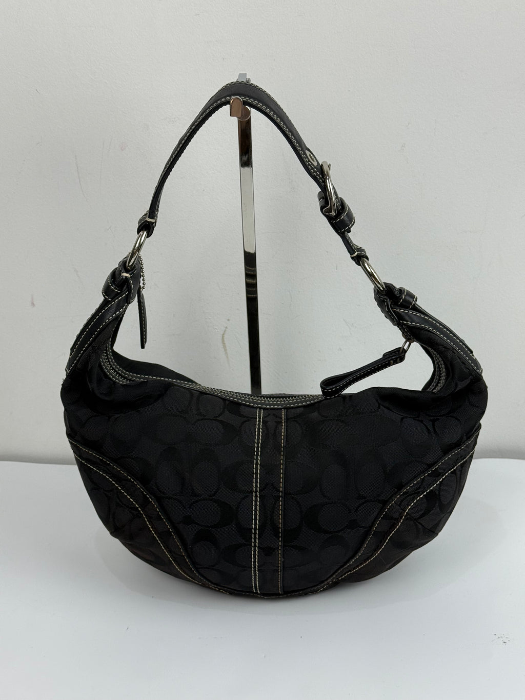 Vintage Coach Hobo Bag Coach Black Signature Shoulder Bag 00s Y2K