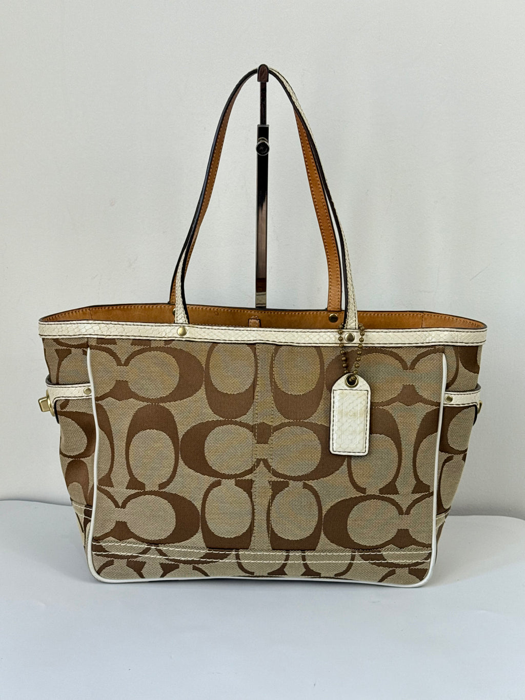 Vintage Coach Signature Tote Bag Coach Brown & Beige Handbag 00s Y2K