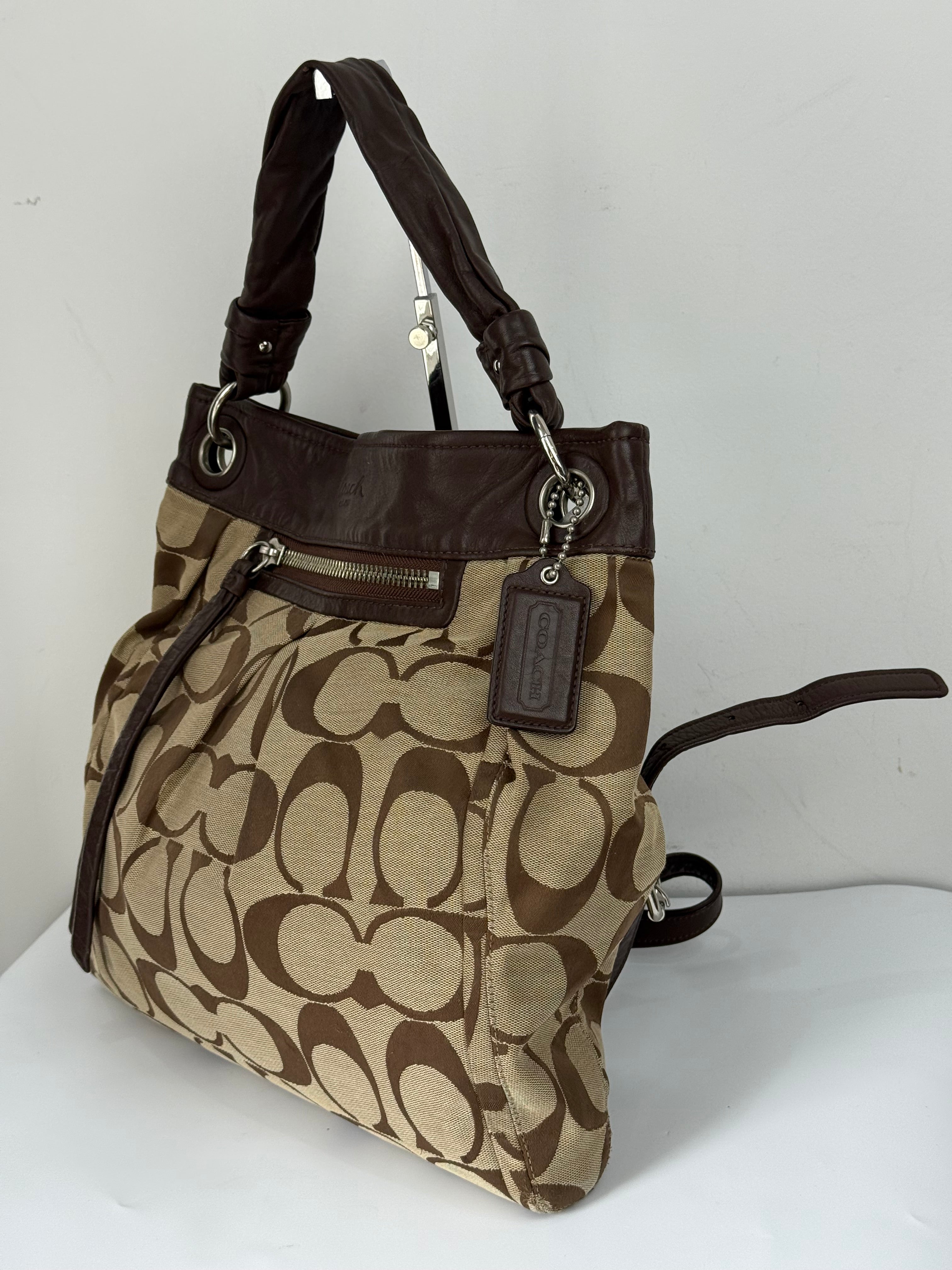 Vintage Coach 2-Way Shoulder Bag Coach Brown/Beige Signature Y2K HandBag