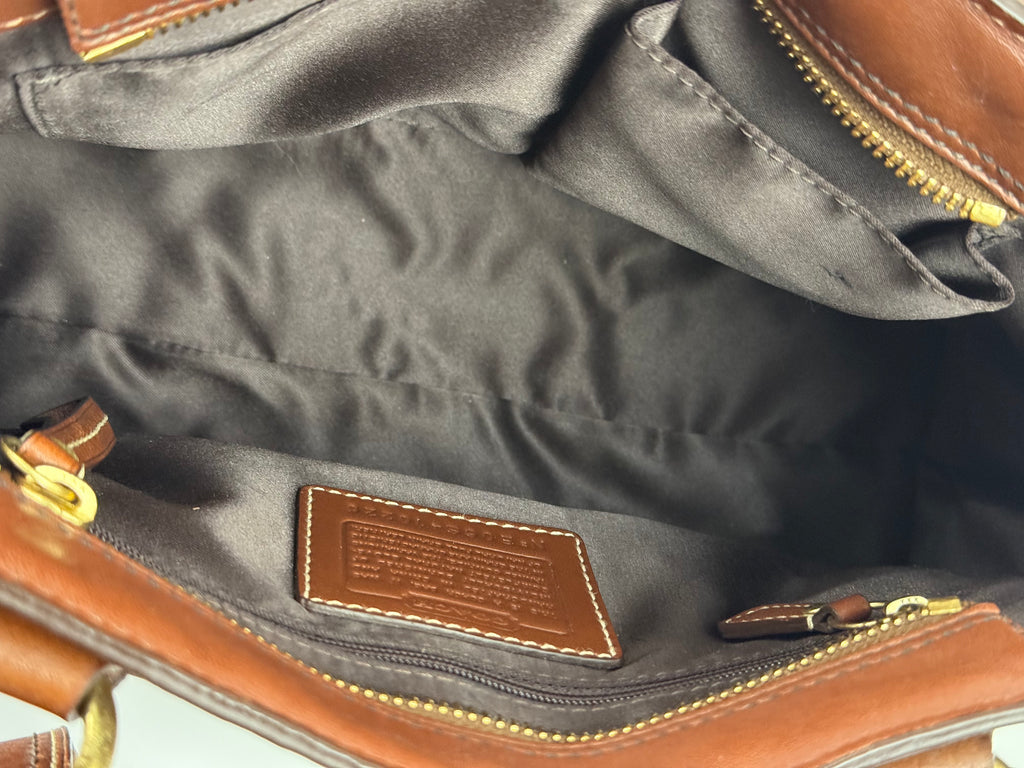 Vintage Coach Brown Horsebit Clip Hampton Bag Coach Embossed Leather Handbag 00s Y2K